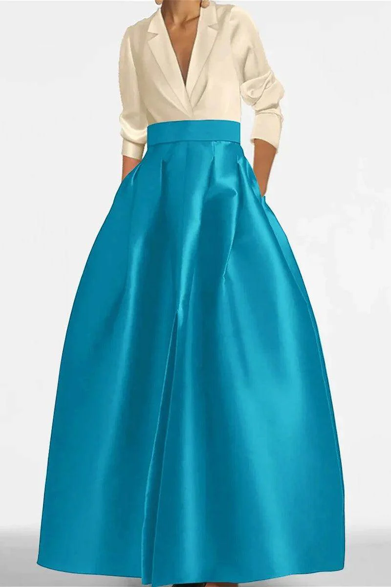 A Line Jewel Neck V-Neck Long Sleeves Mother Dresses CM0342