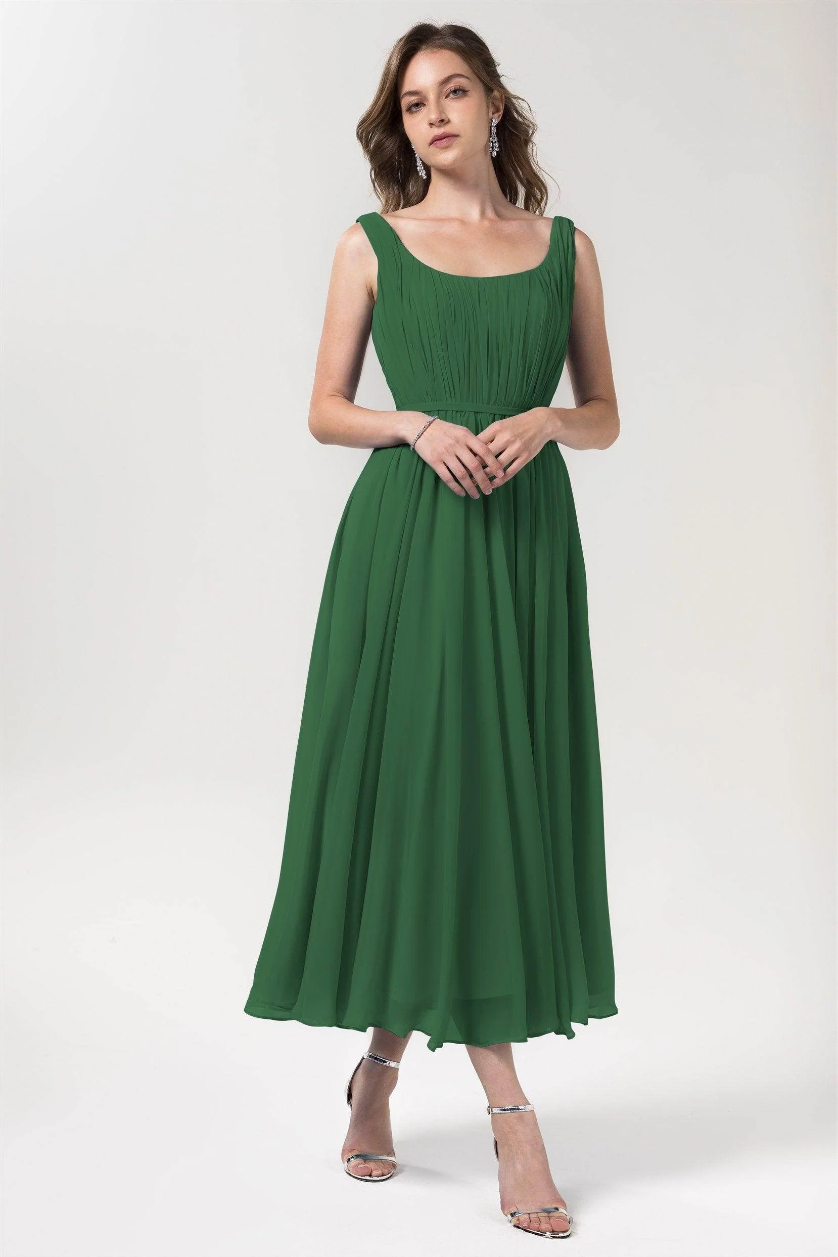 A-Line Tea Length Chiffon Bridesmaid Dress CB0555