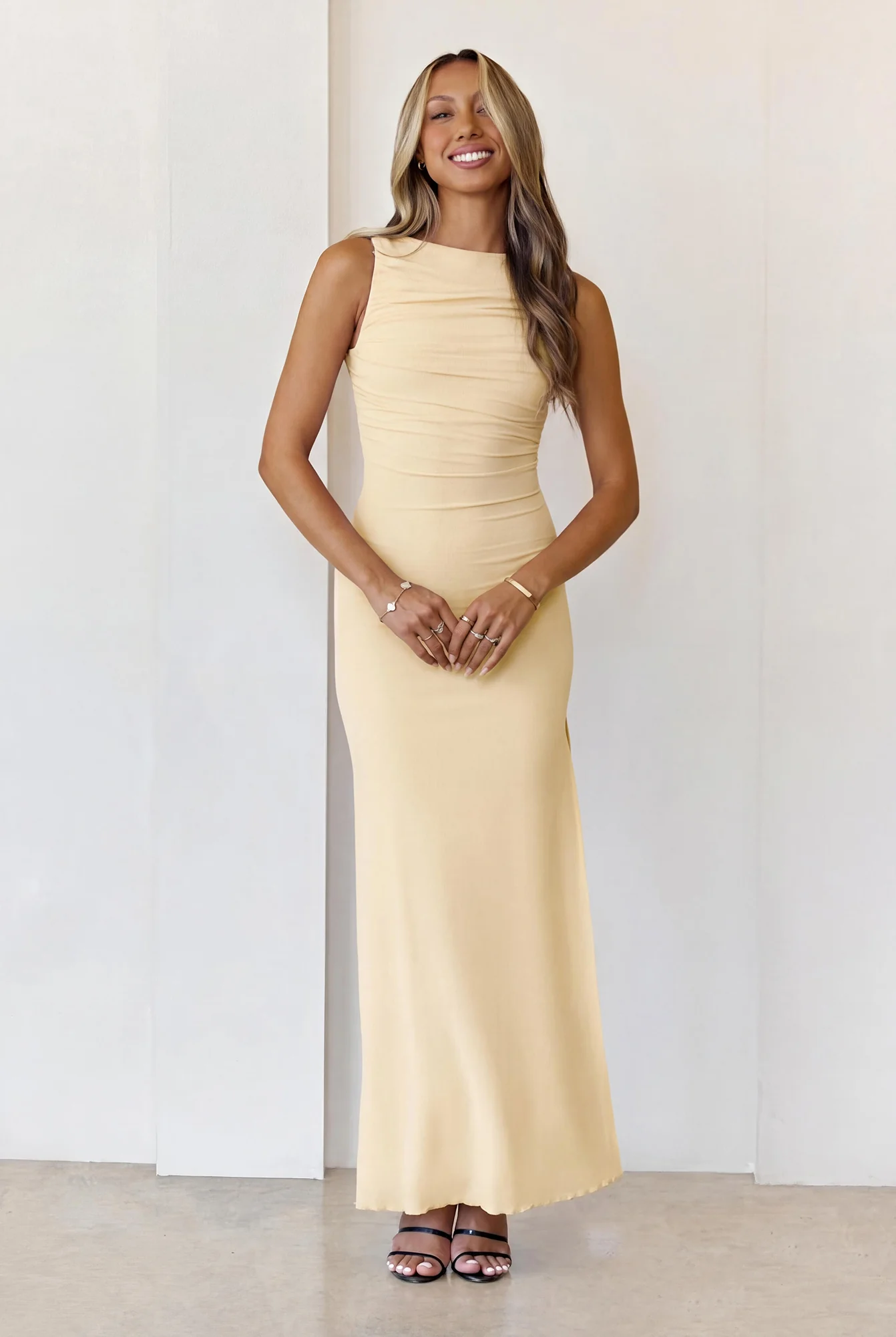 Secret Of The Sun Mesh Maxi Dress Beige
