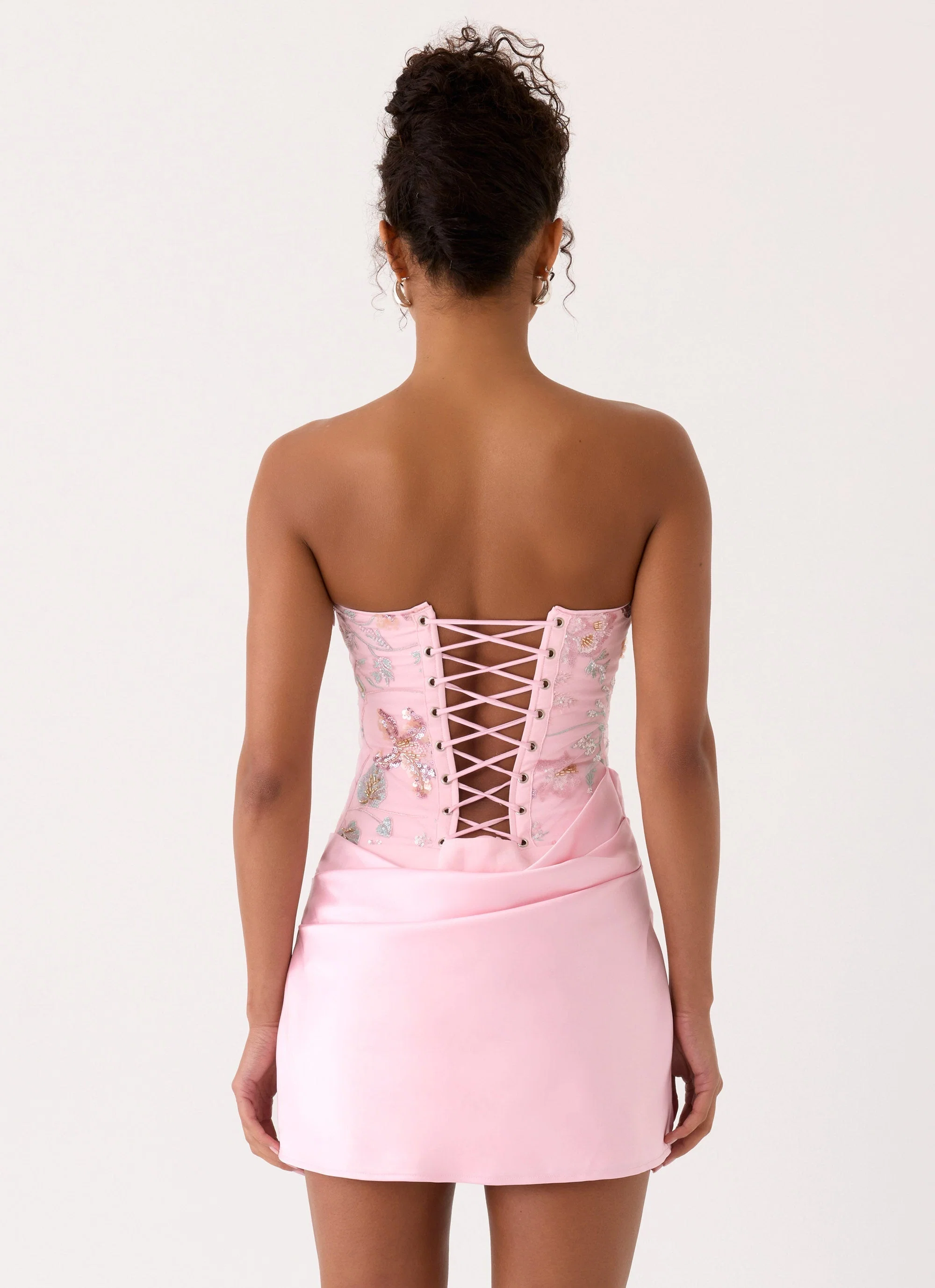Angelique Beaded Mini Dress Pink - luluinthesky