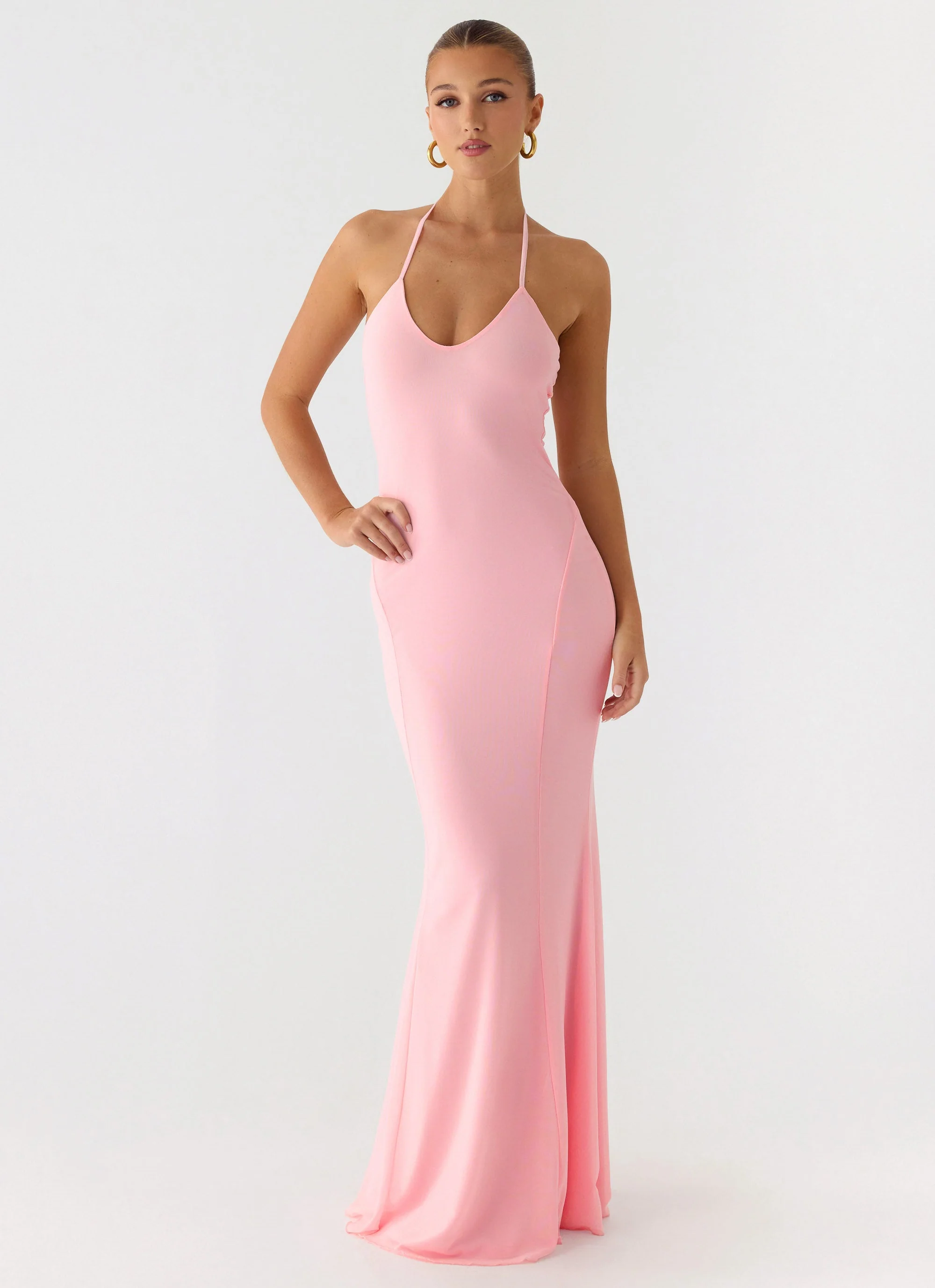 Jolin Halter Maxi Dress - Baby Pink - luluinthesky