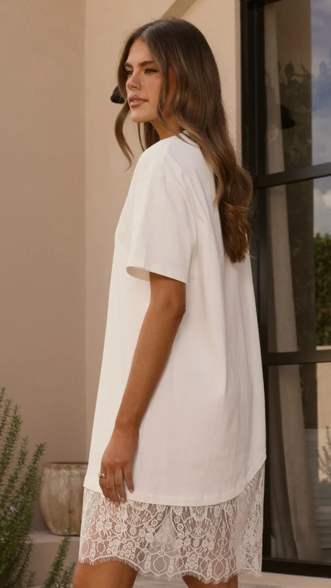 Avei Lace T-Shirt Mini Dress - White