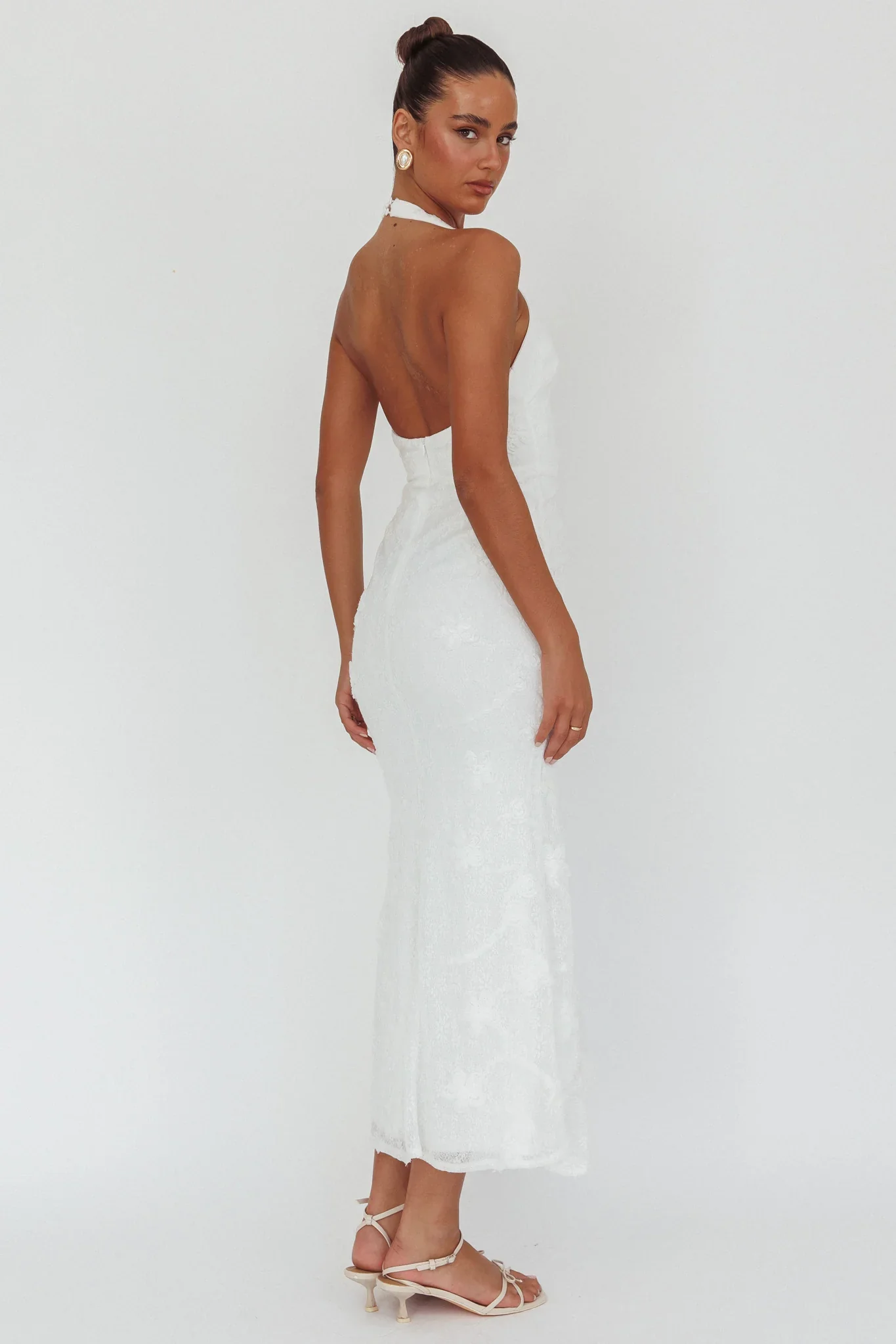 Alisette Halter Split Maxi Dress White