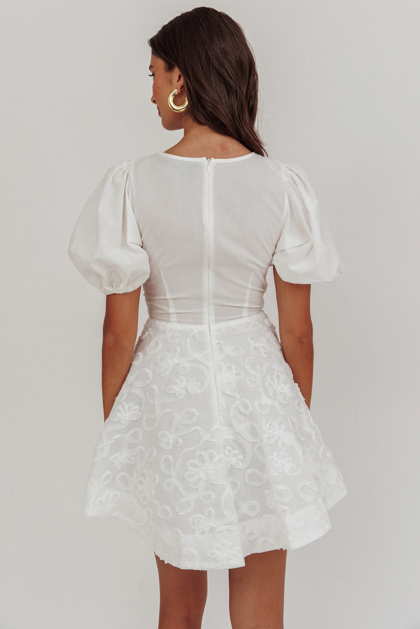 Samsara Puff Sleeve Mini Dress White