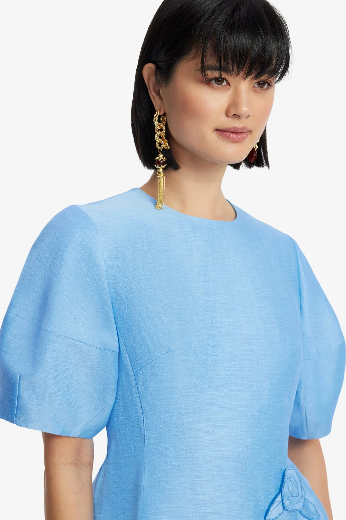 Simona Appliqué Mini Dress - Pastel Blue