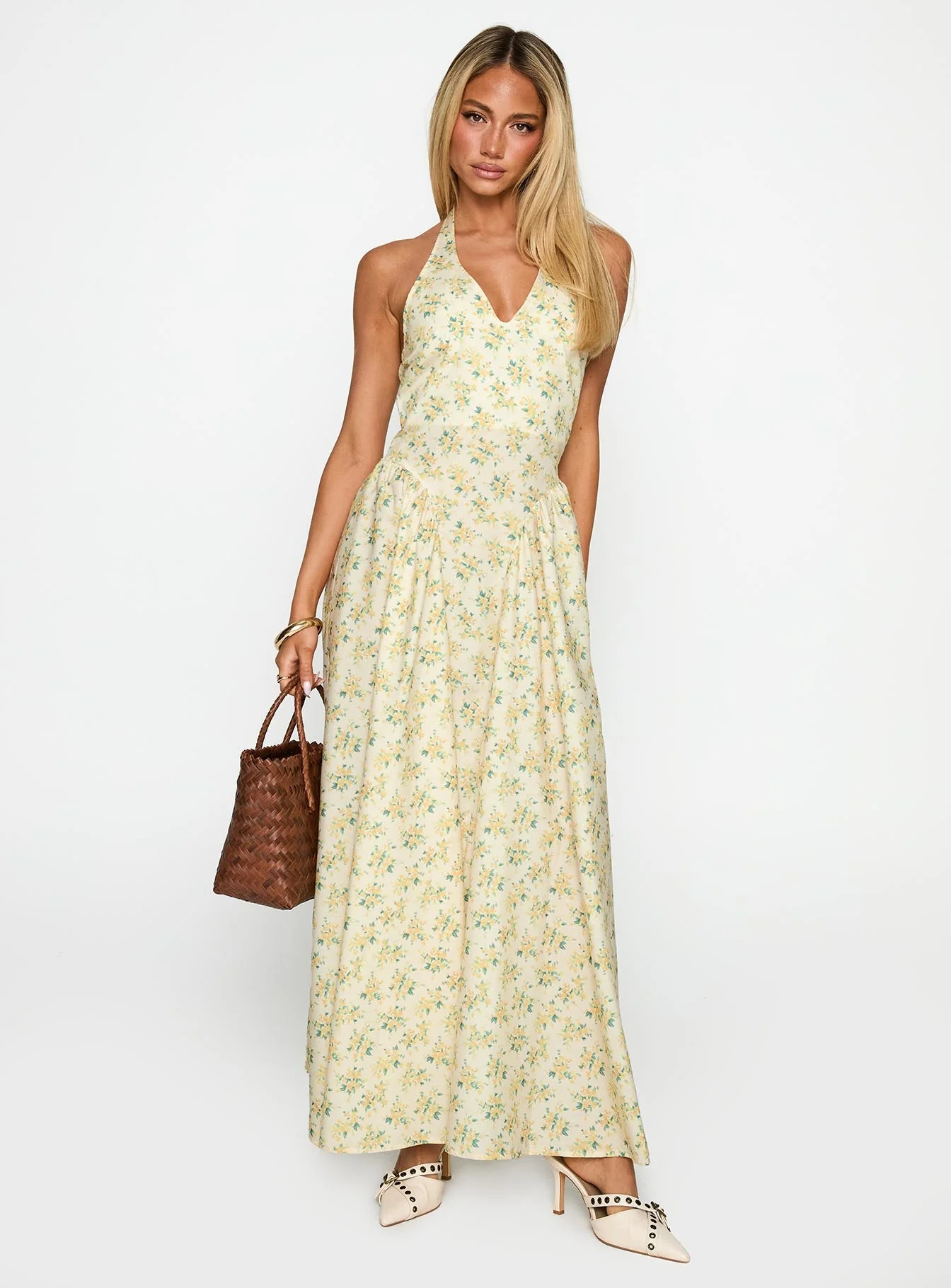 Monte Carlo Halter Maxi Dress Yellow