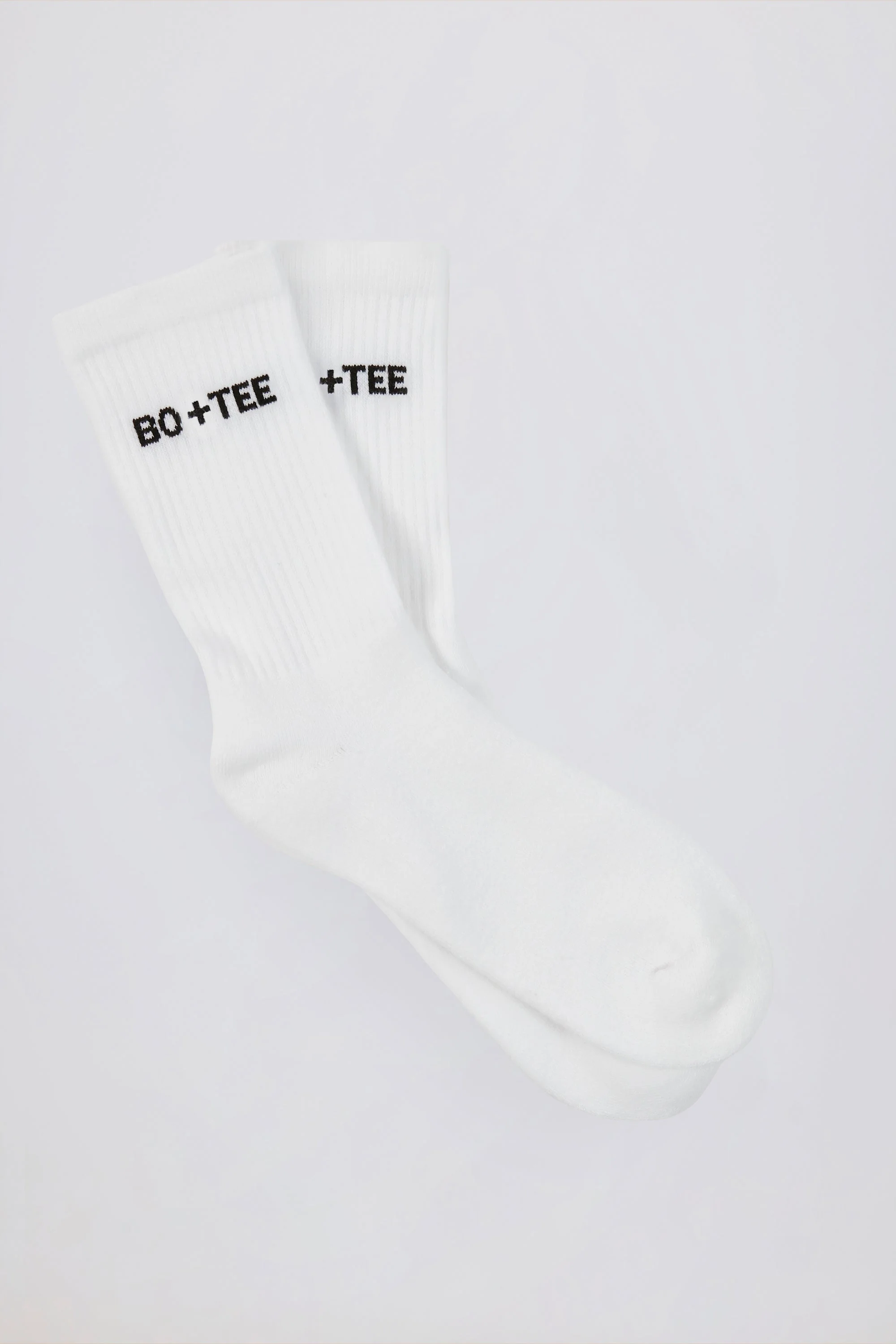 Ribbed Half-Crew Socks in White