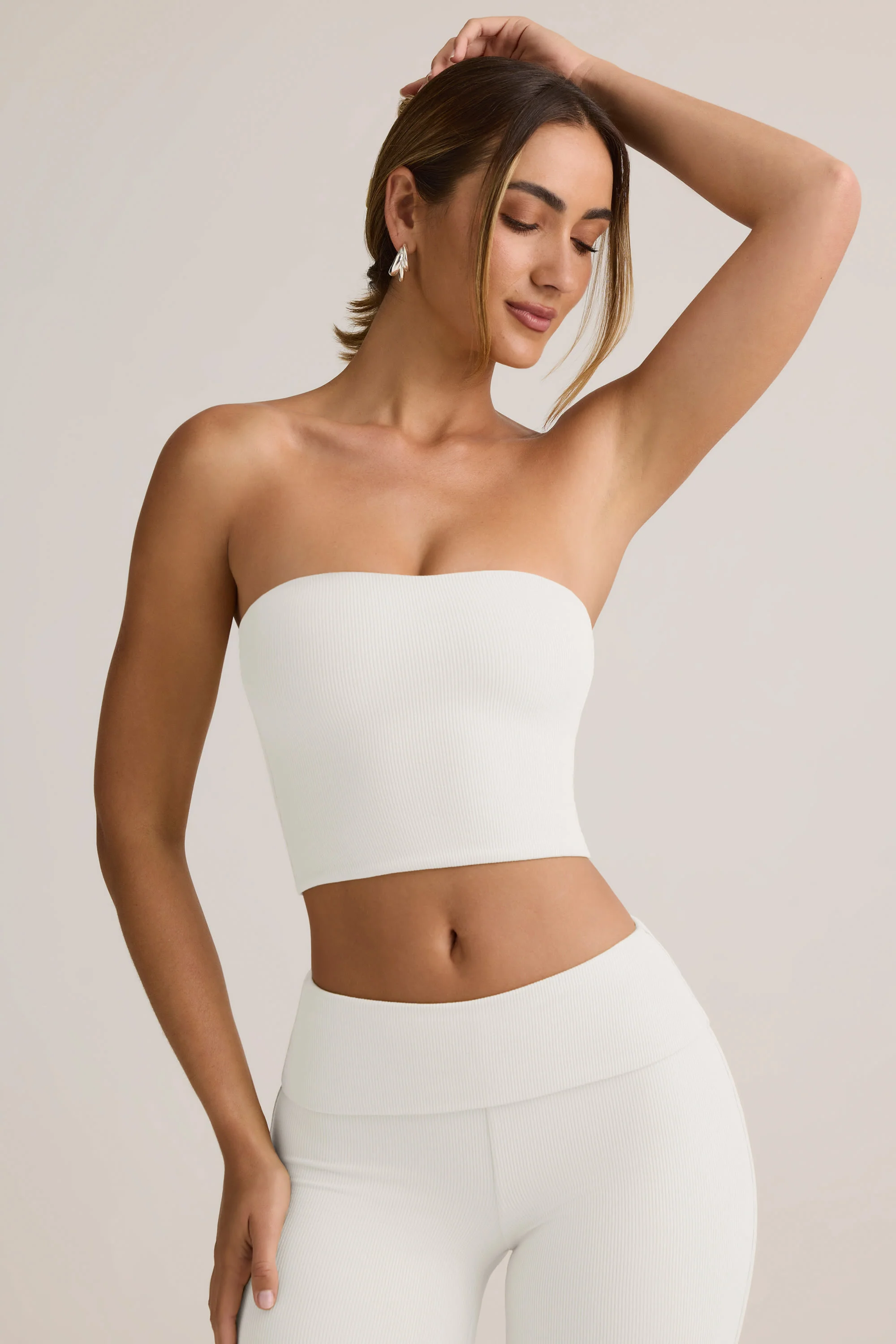 Modal Strapless Crop Top in White