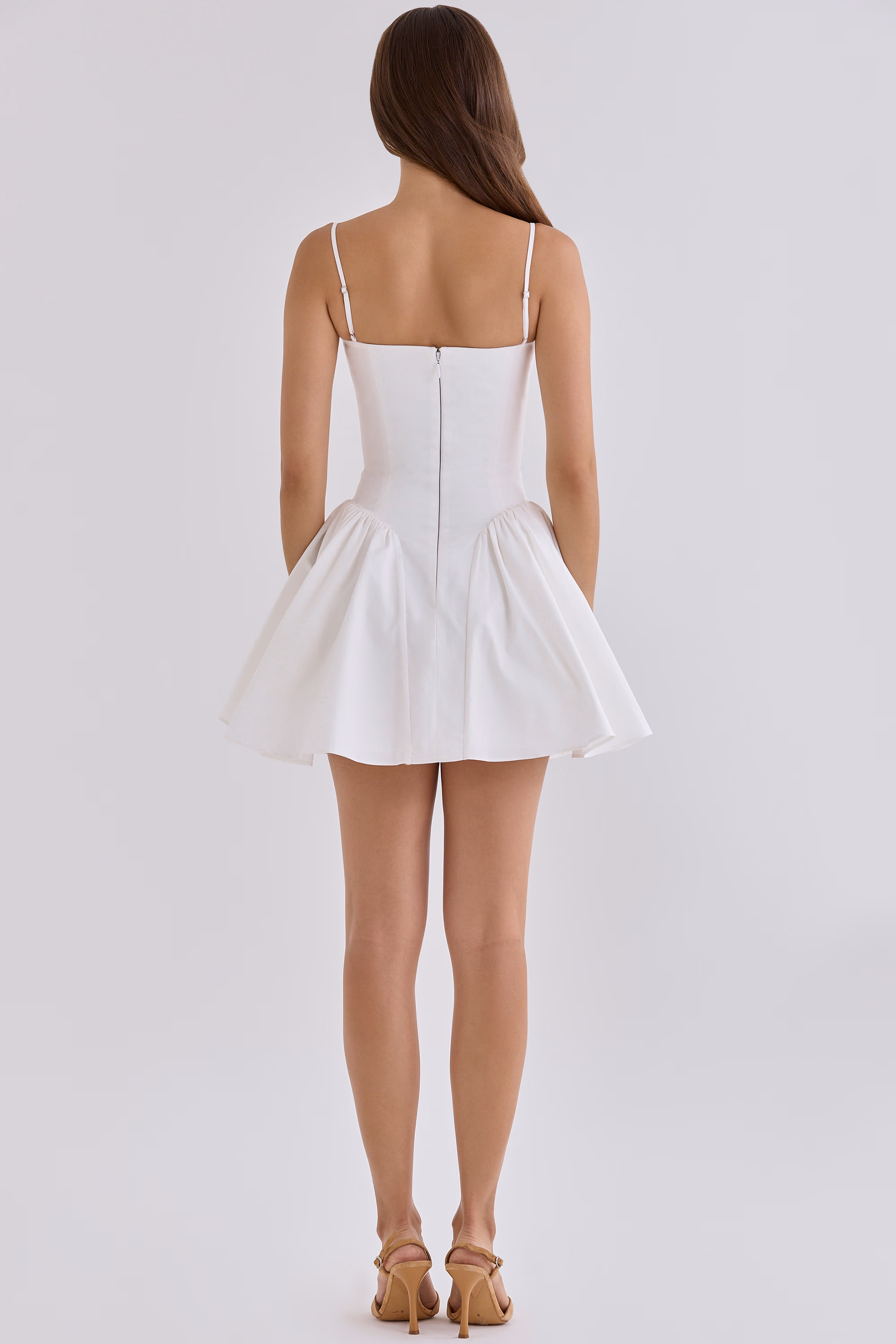 White Cotton Corset Mini Dress