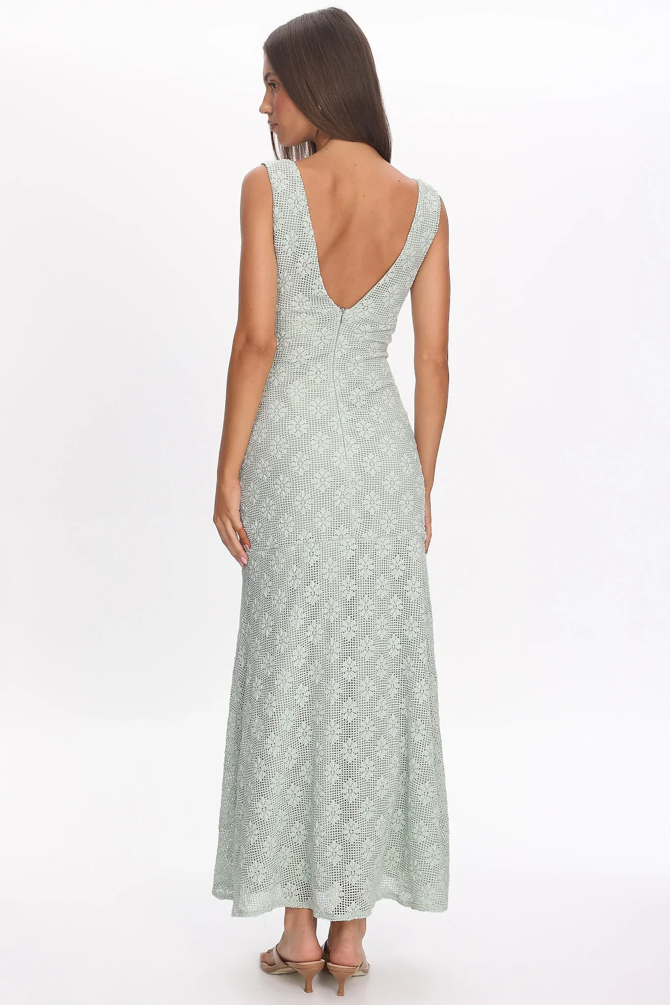 Sunshine Girl Crochet Maxi Dress Sage