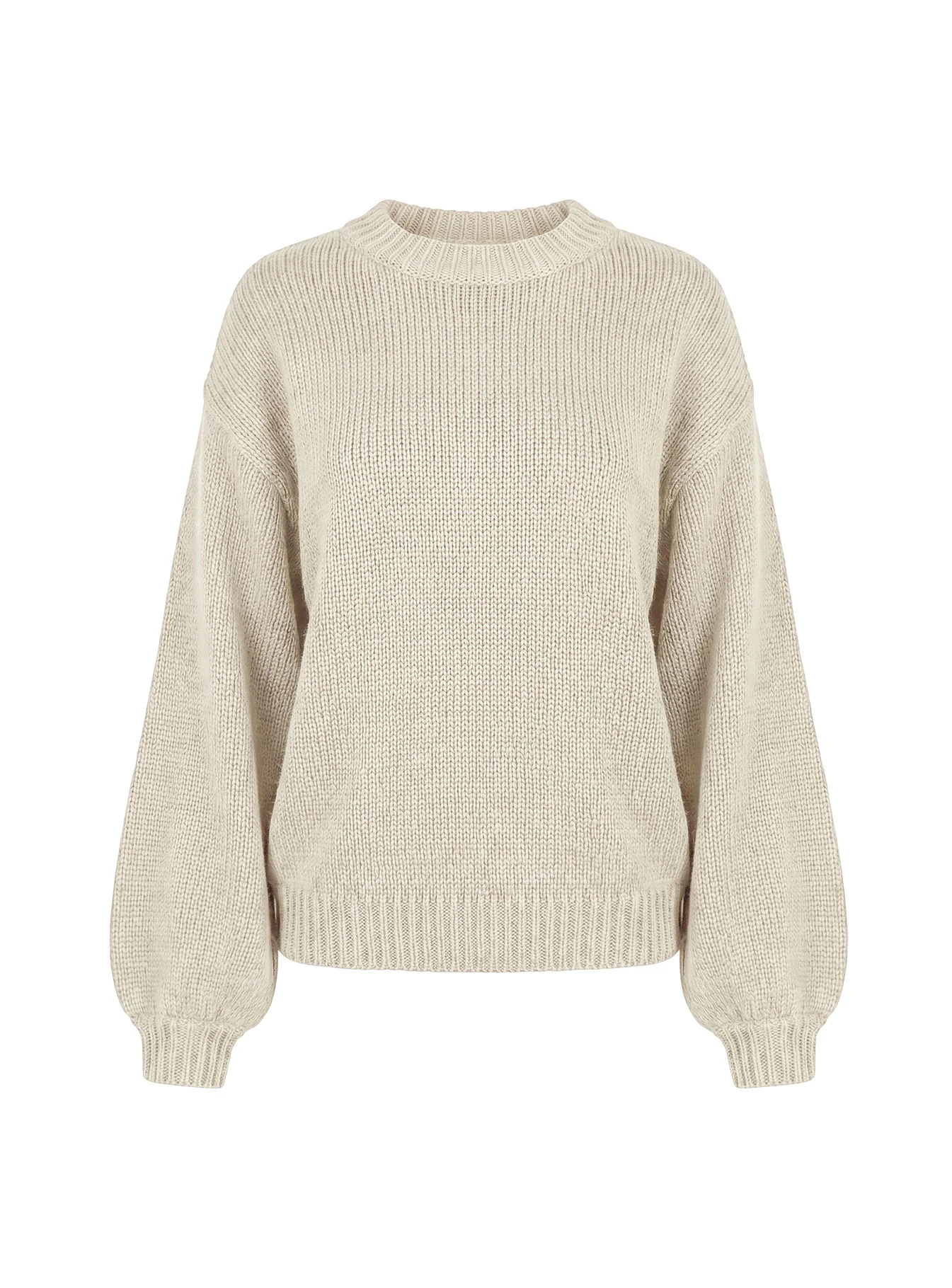 Harmony Balloon Sleeve Knit Sweater Beige