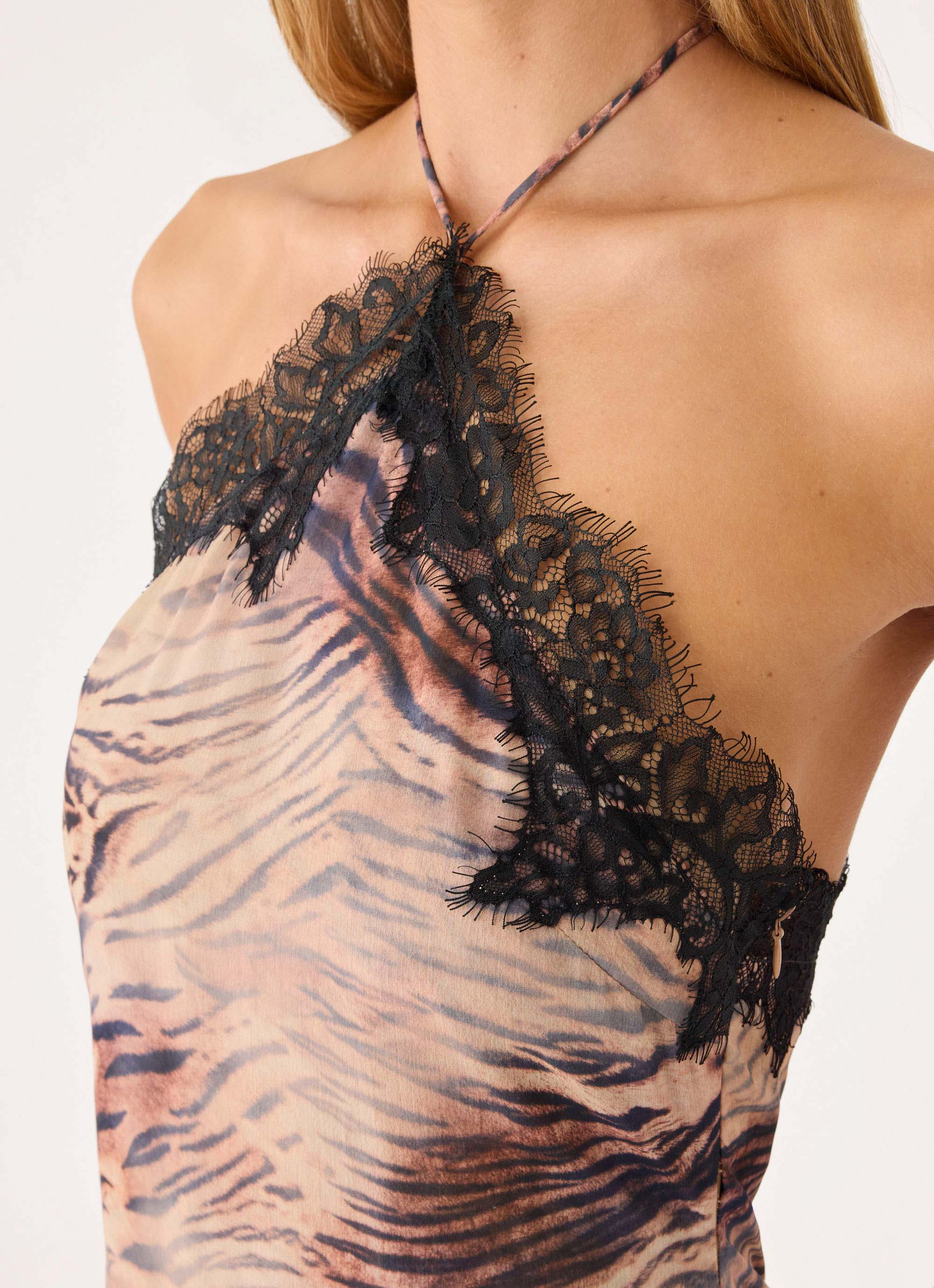 Zamarita Halter Maxi Dress - Golden Tiger - luluinthesky