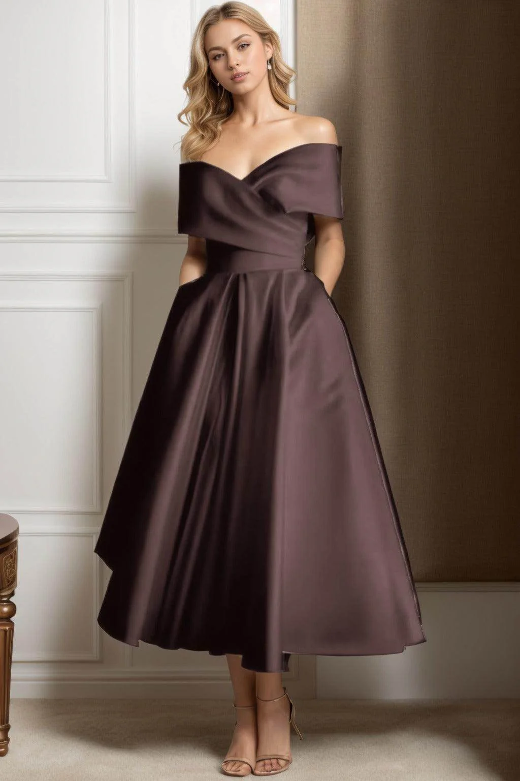 A-Line Ankle Length Satin Graduation Dresses CS0564