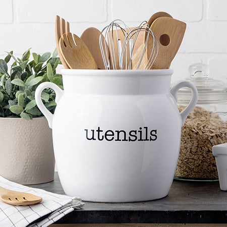 Ceramic Utensils Pot with Handles