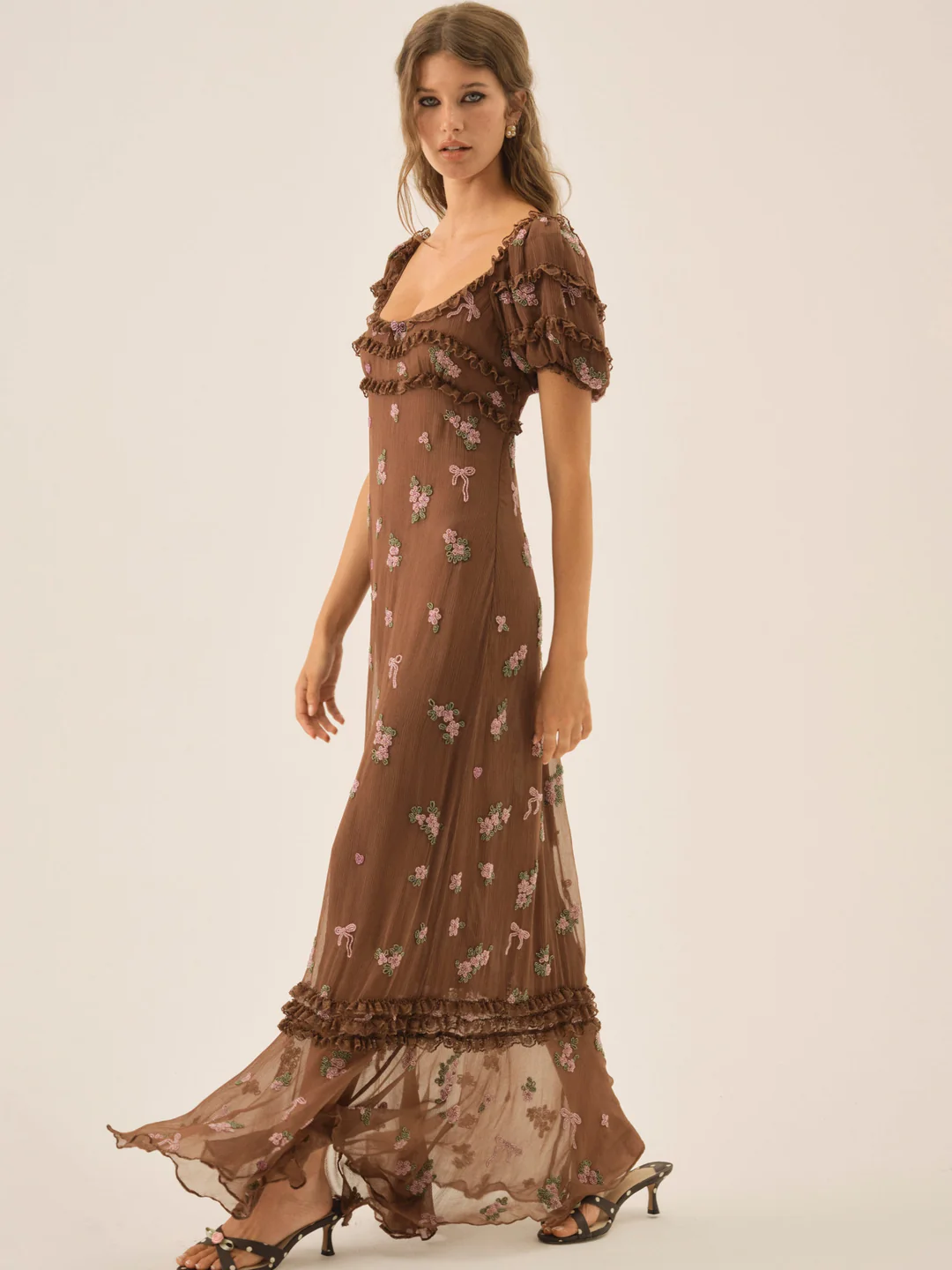 Beaded Garden Bow Maxi Dress