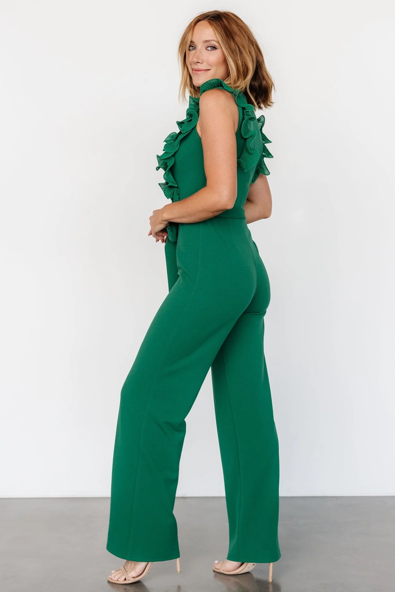 Tyra Ruffle Tank Jumpsuit | Green - luluinthesky