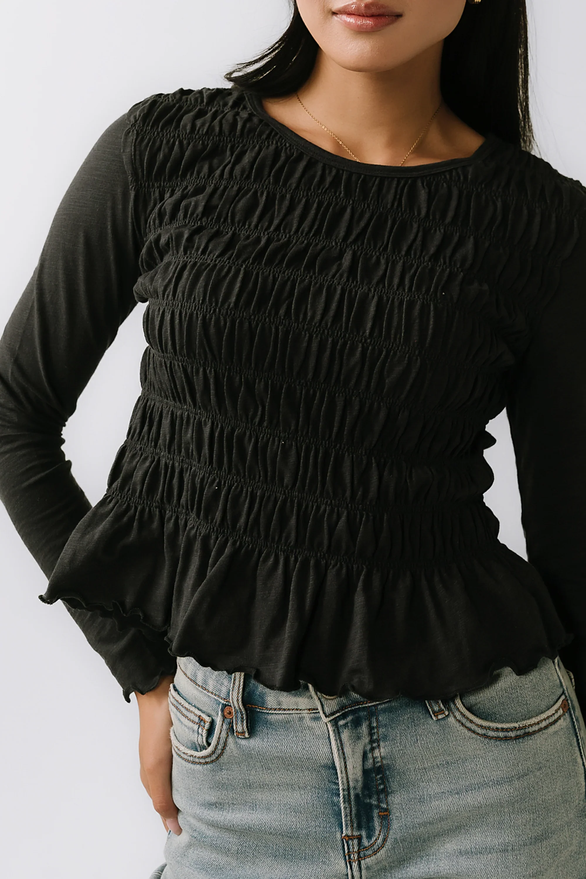 Harry Smocked Top in Black