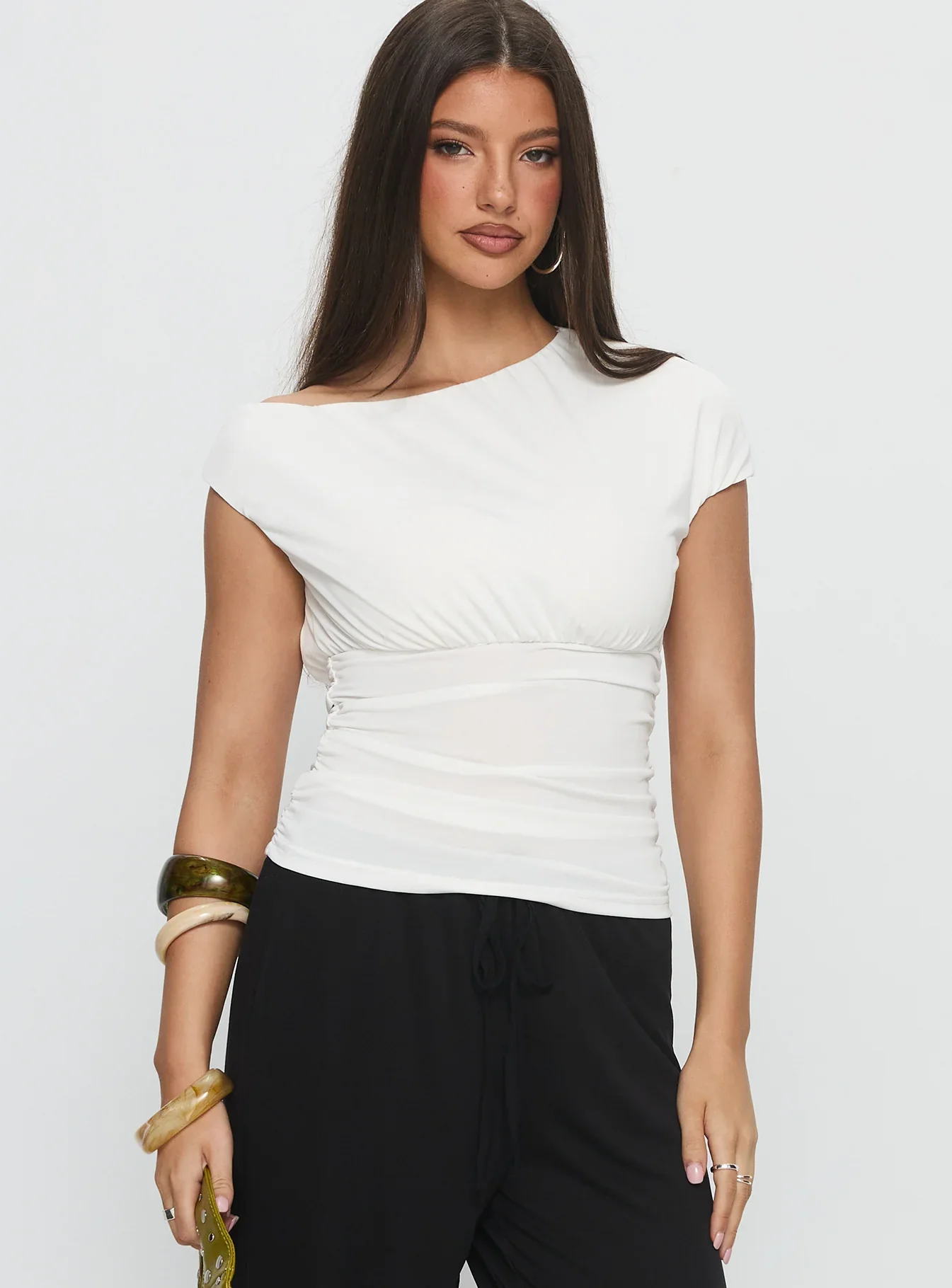 Emelyne Cinched Waist Top White