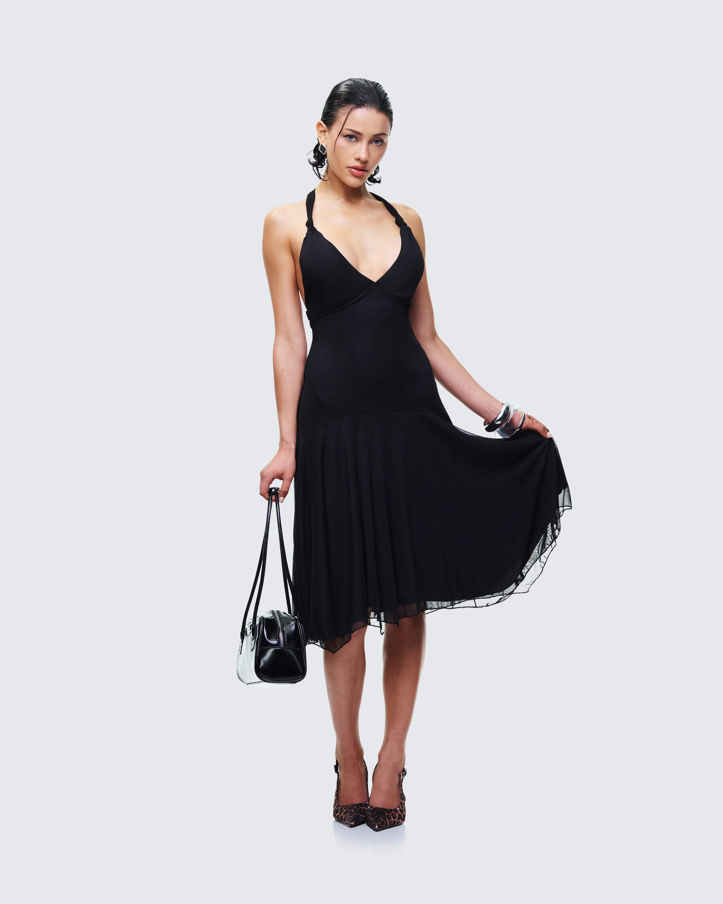 Siris Black Mesh Maxi Dress