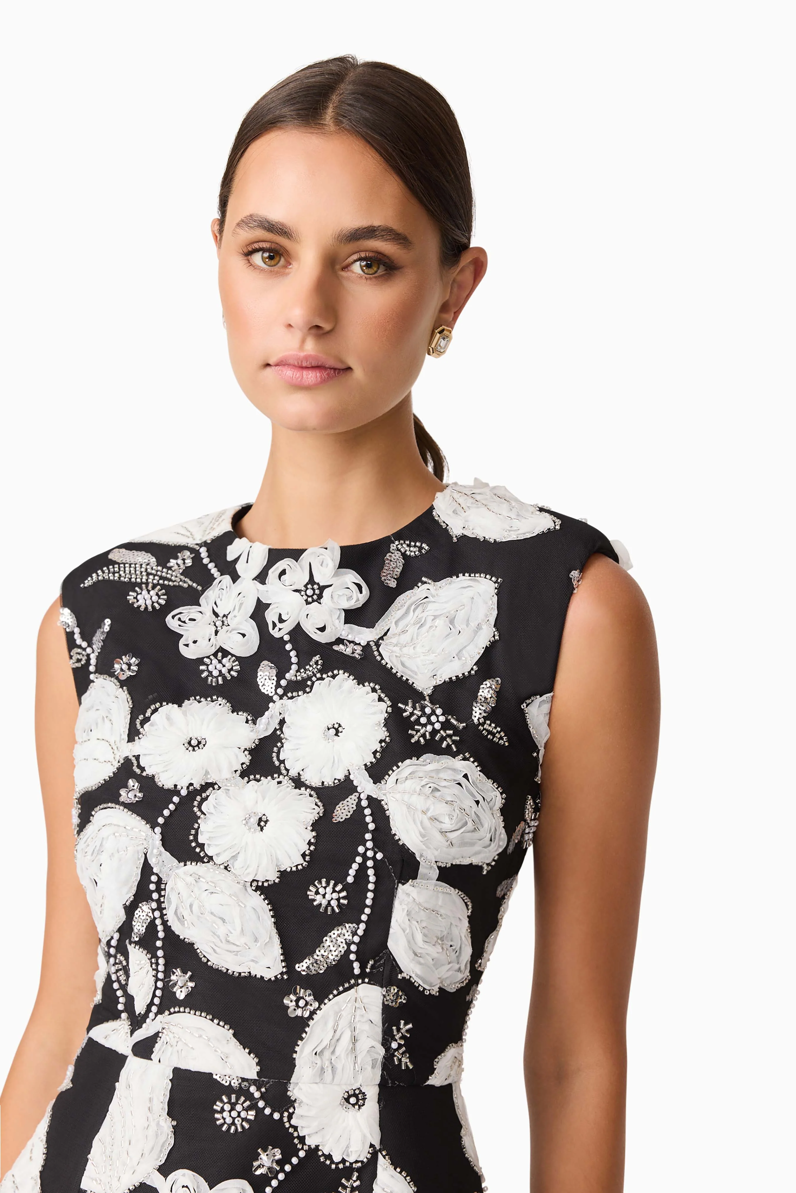 Carol Tulip Mini Dress in Black & White
