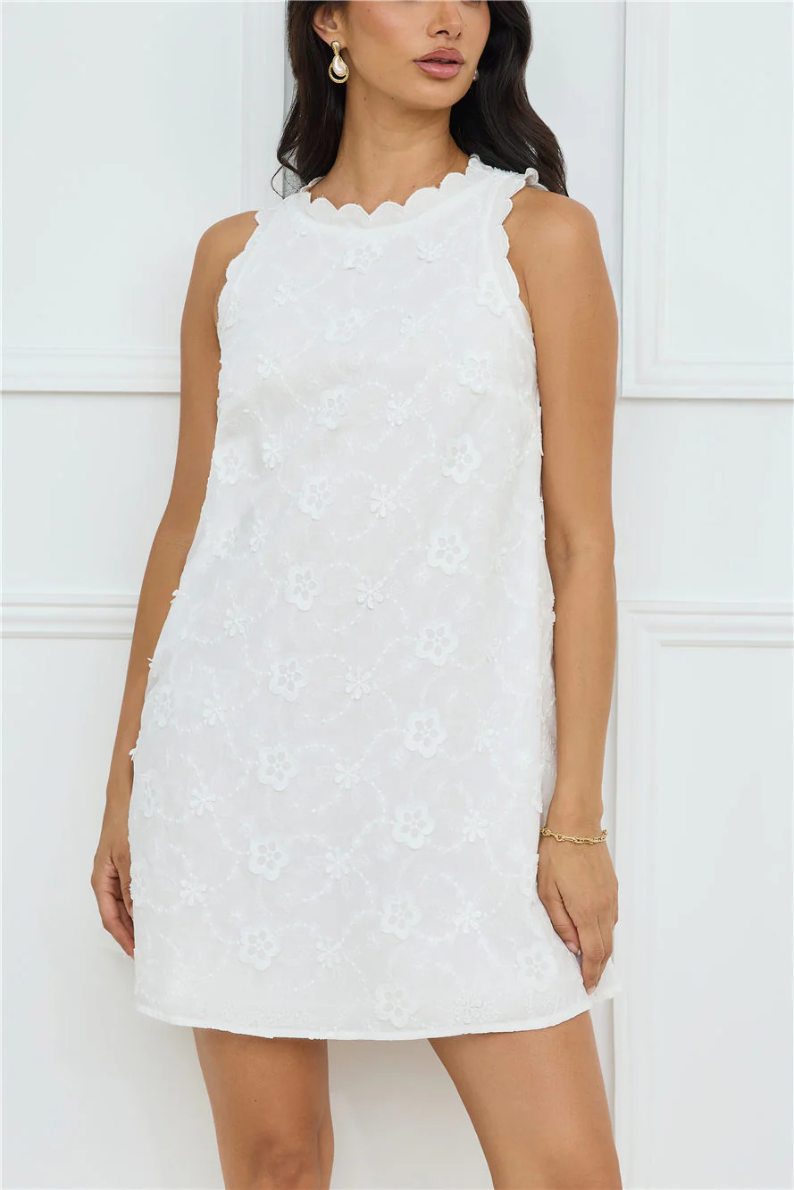Seashell Chic Embroidered Mini Dress White - luluinthesky