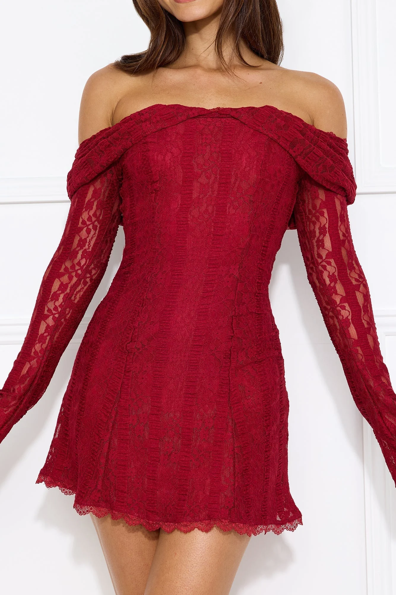 Secret Smile Lace Off Shoulder Mini Dress - luluinthesky