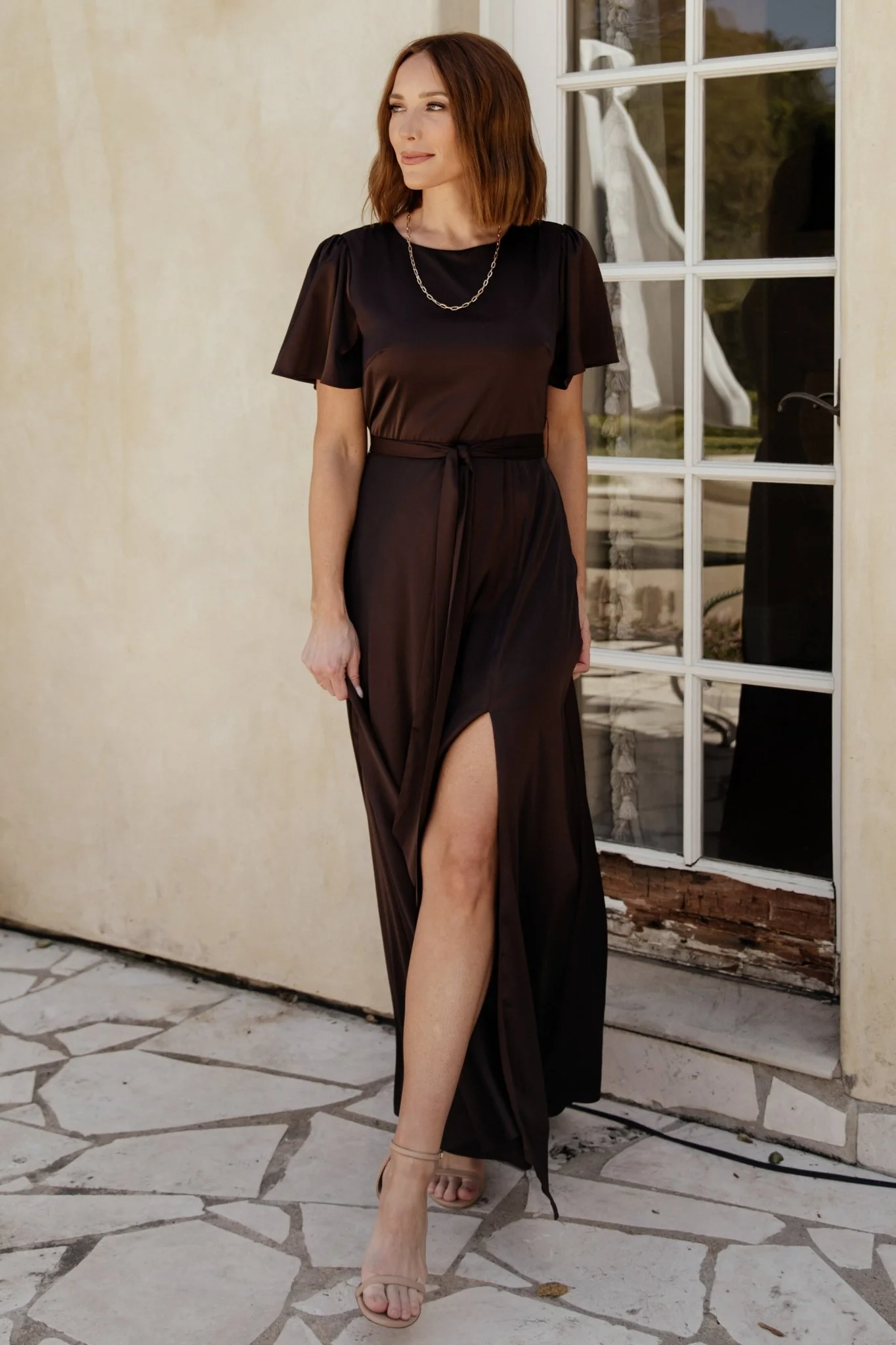 Agnes Satin Maxi Dress | Espresso - luluinthesky
