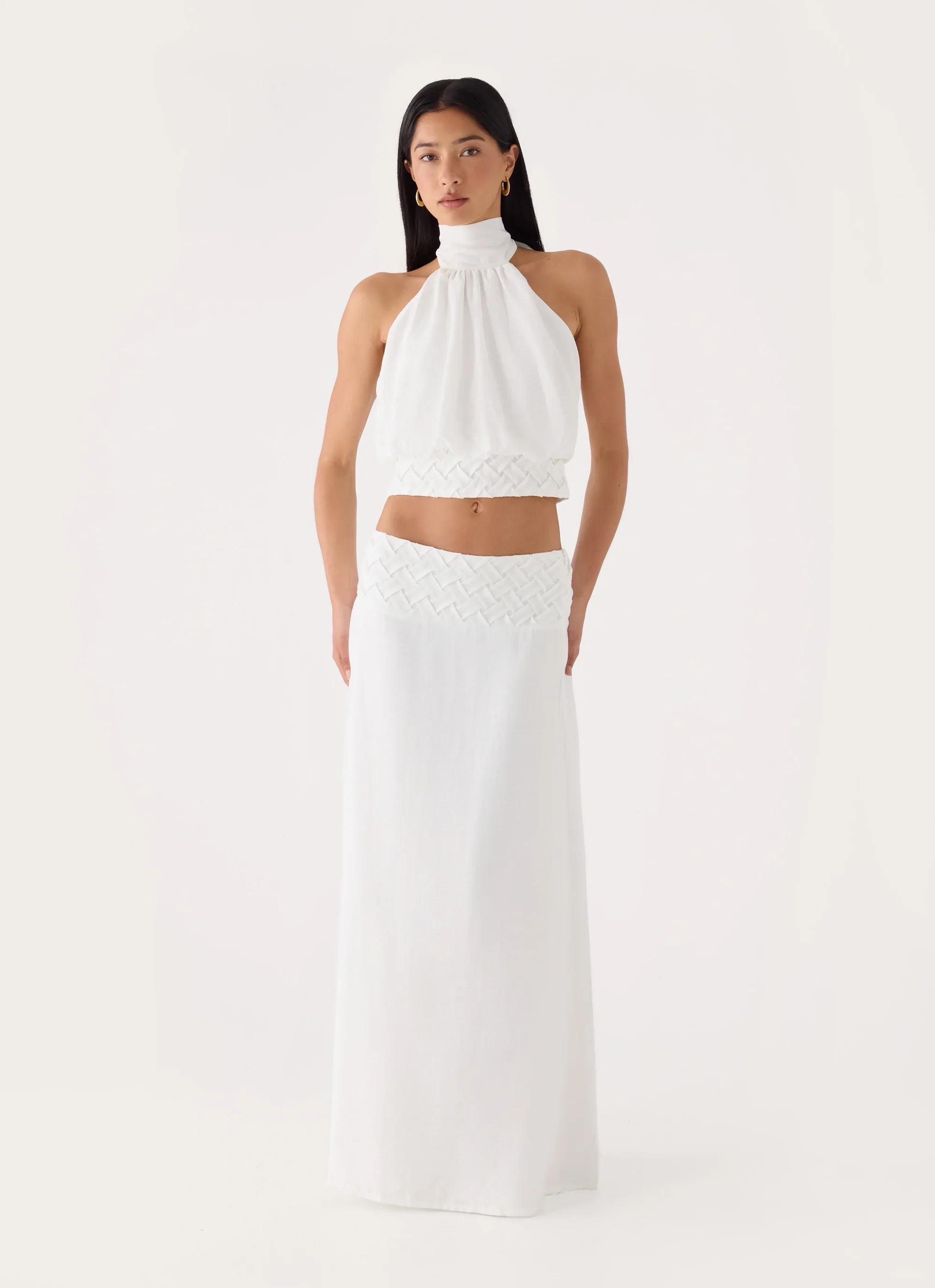 Jenna Crinkle Maxi Skirt - White