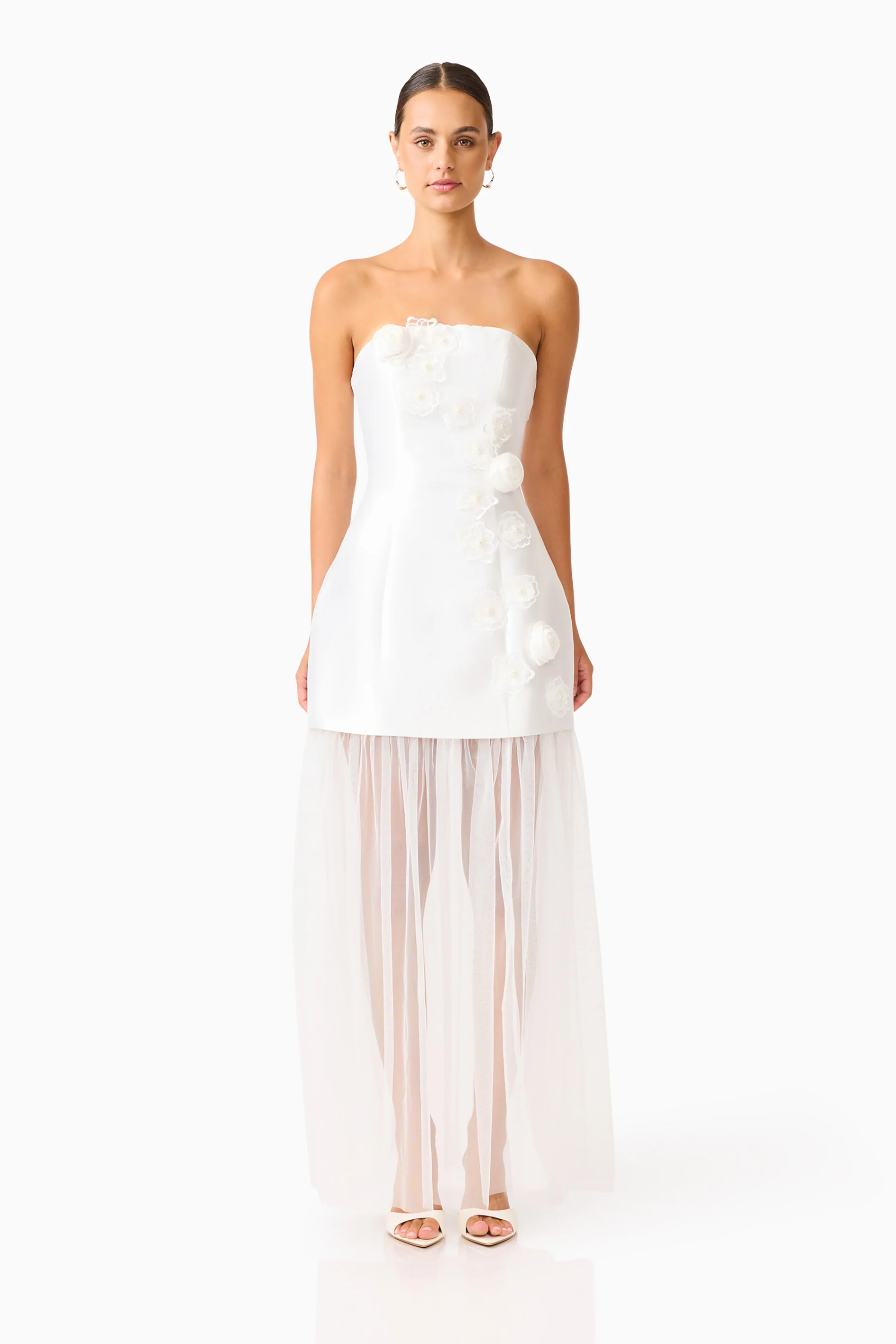 Oleander Strapless Maxi Dress In White