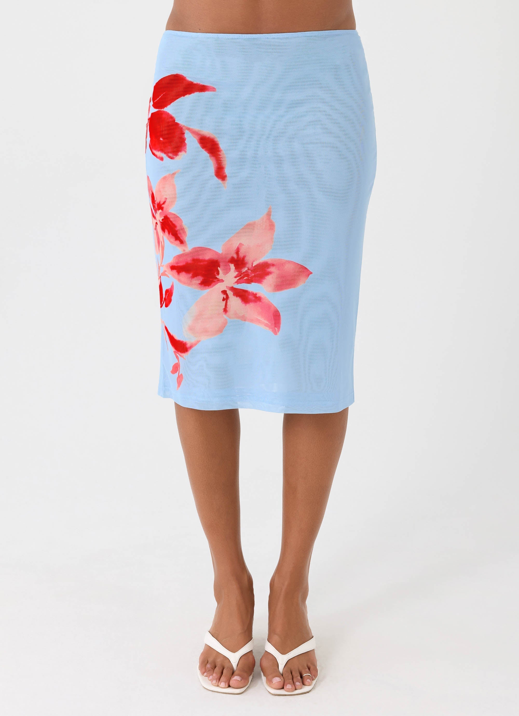 Tamia Midi Skirt - Blue Petal