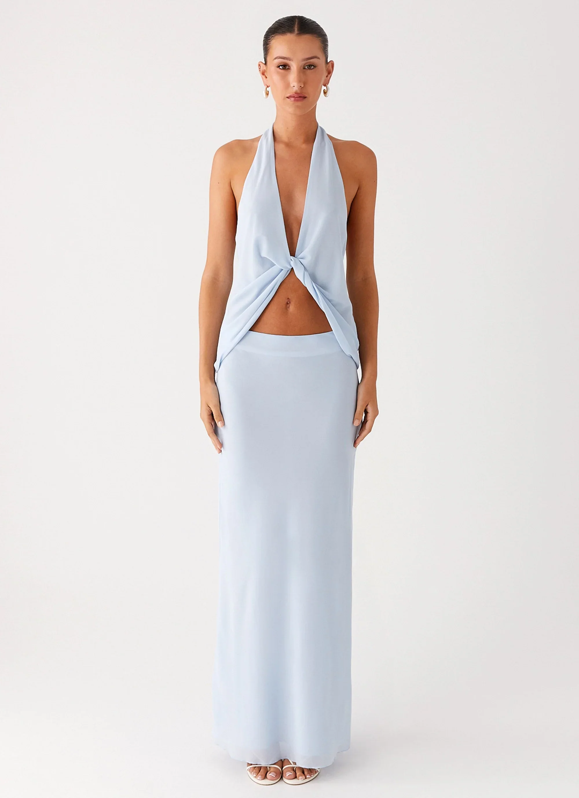 Michaella Chiffon Twist Top - Blue