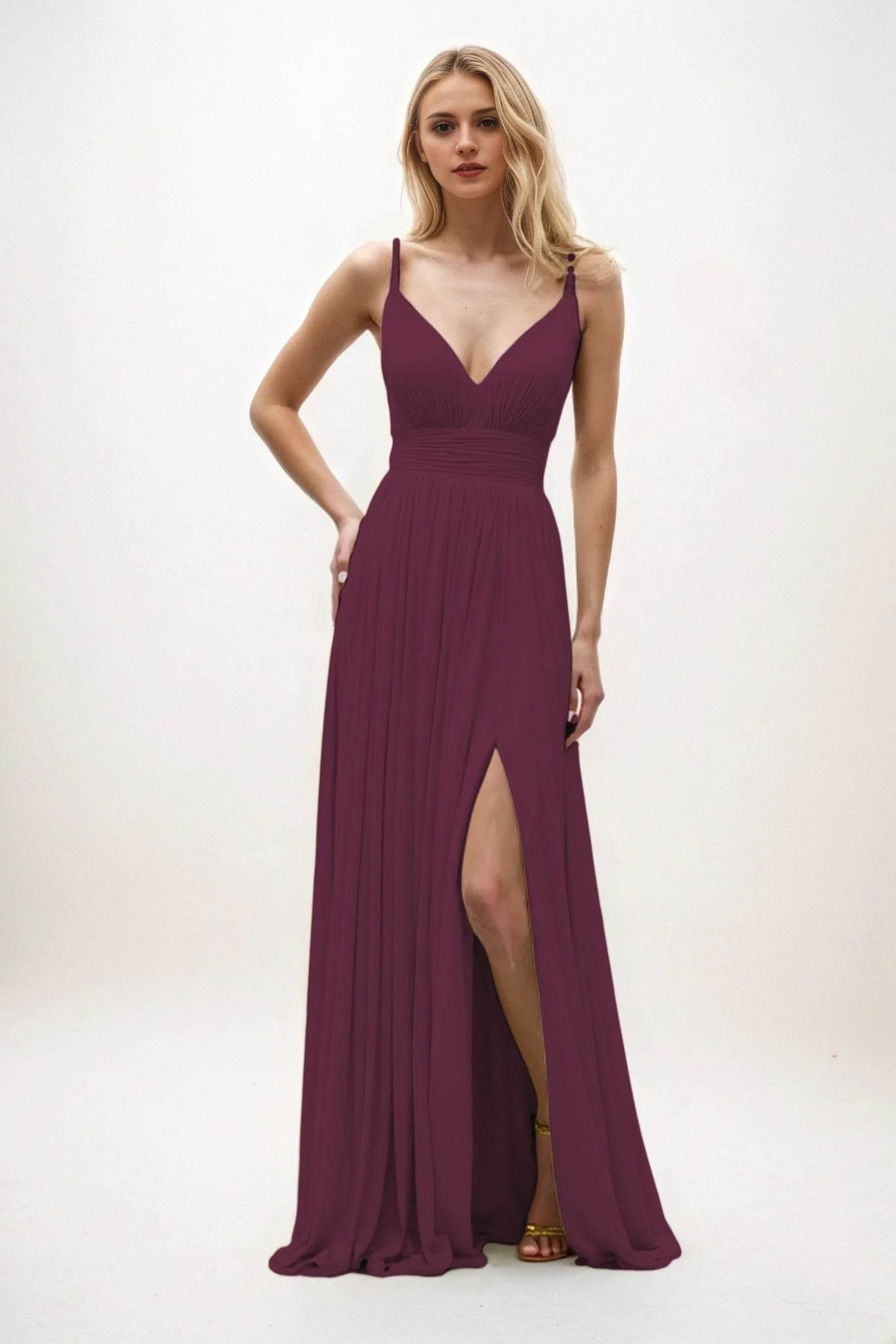 A-Line Maxi Chiffon Bridesmaid Dress CB0825