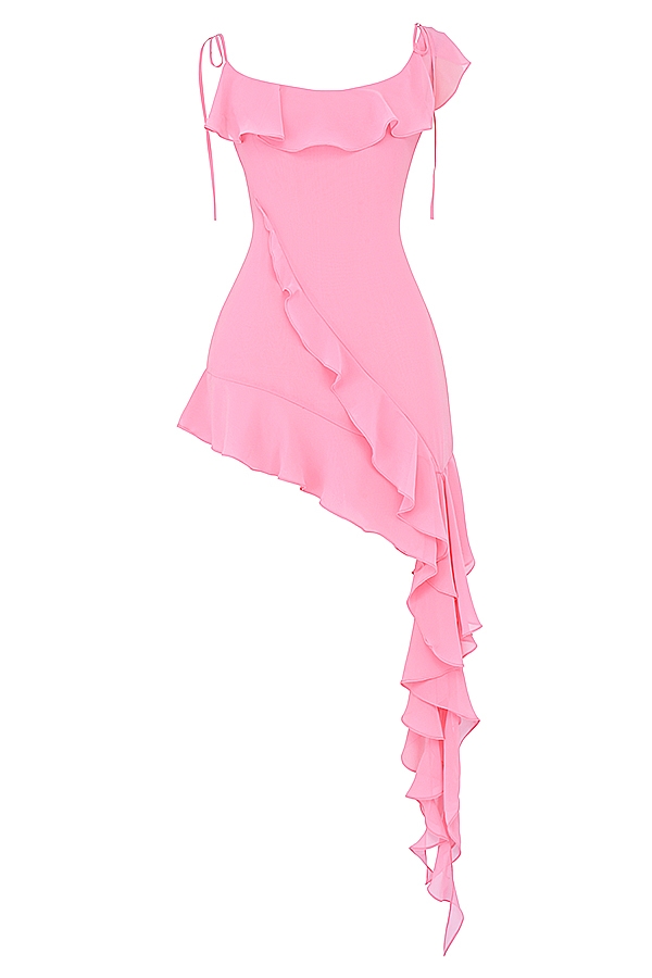 French Pink Ruffle Mini Dress