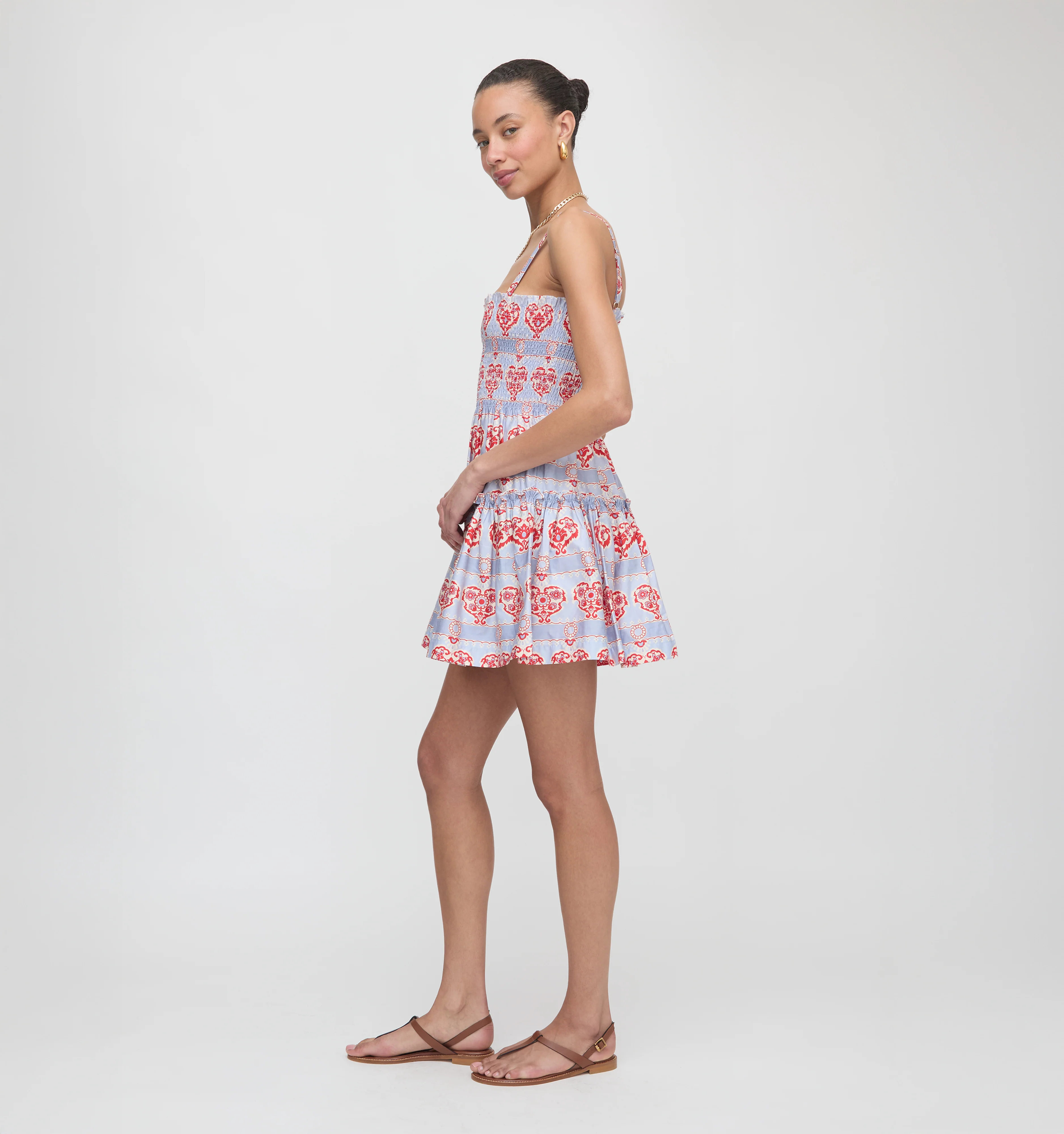 The Seraphina Mini Nap Dress - Poppy Damask Stripe