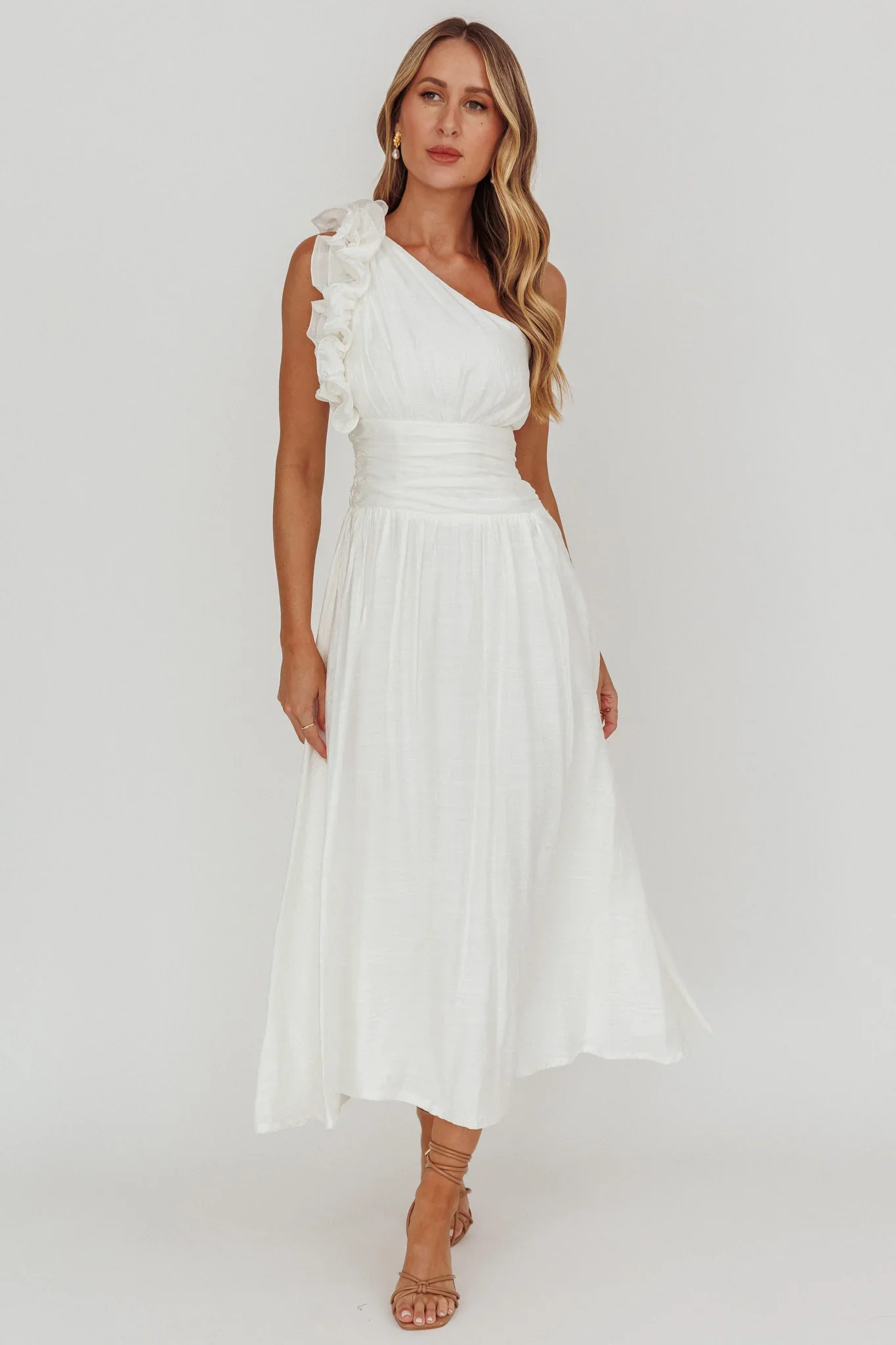 Antheia One-Shoulder Maxi Dress White