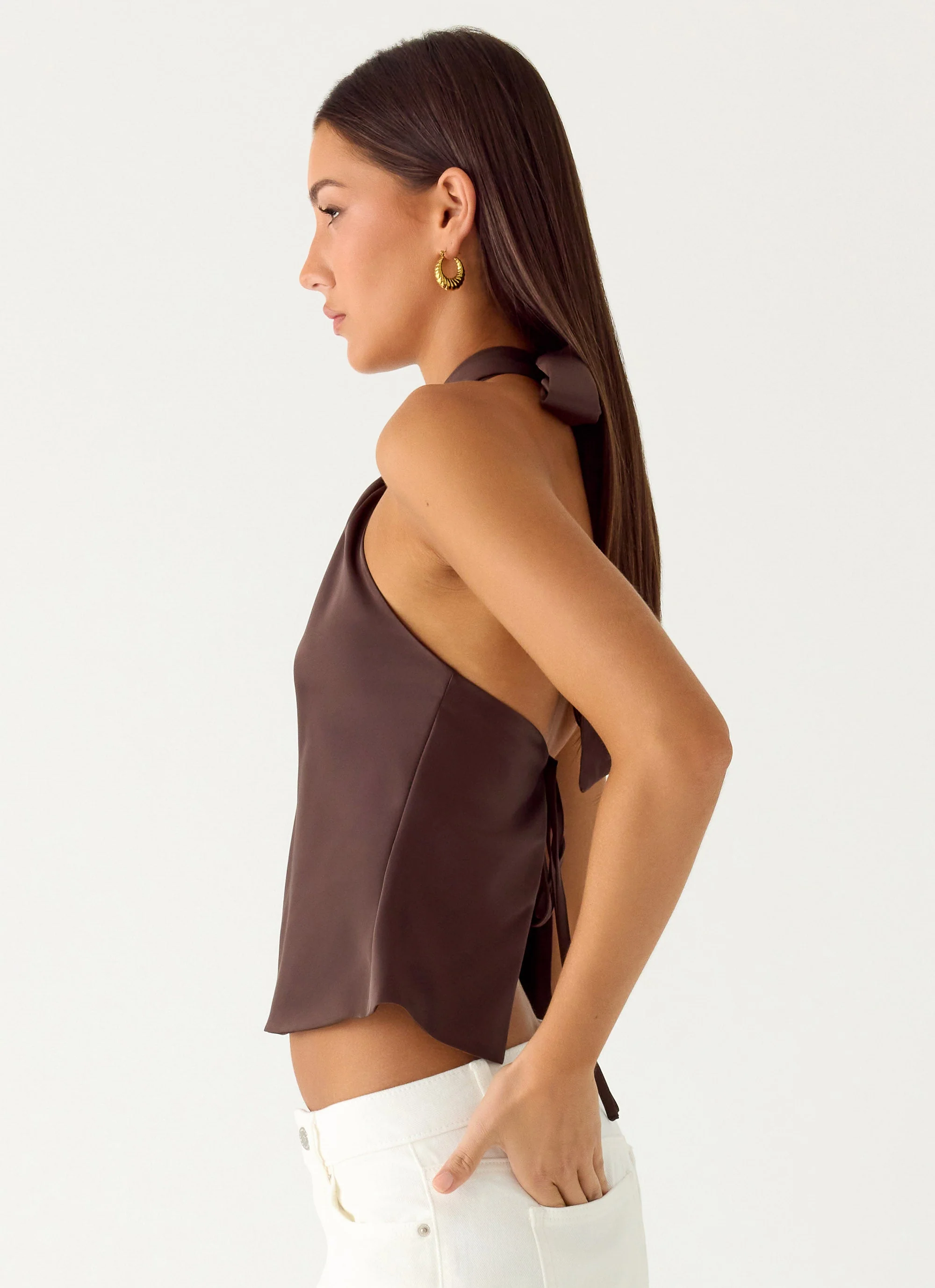 Maddox Scarf Top - Chocolate - luluinthesky