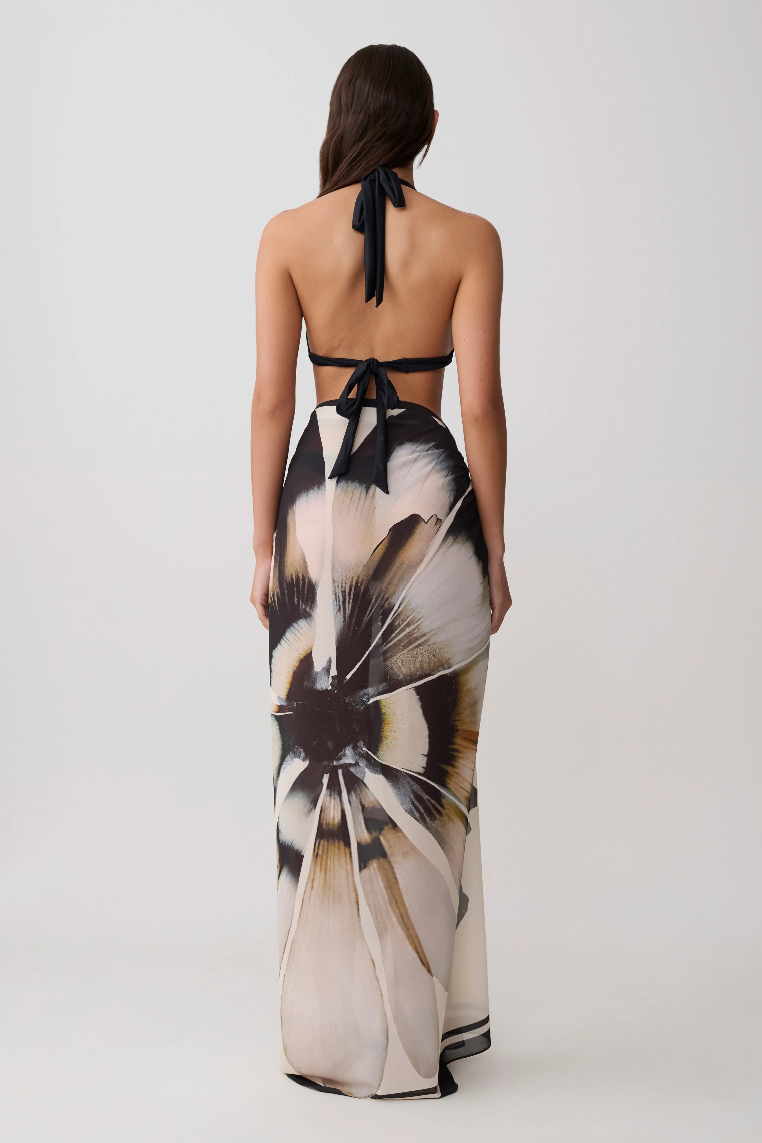 Noa Chiffon Scarf Sarong - Ivory Base Floral Print