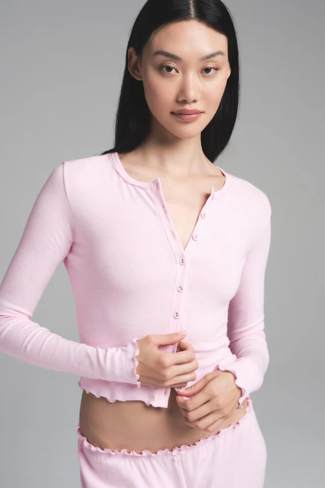SKIMS Logo Pointelle Cardigan Set
