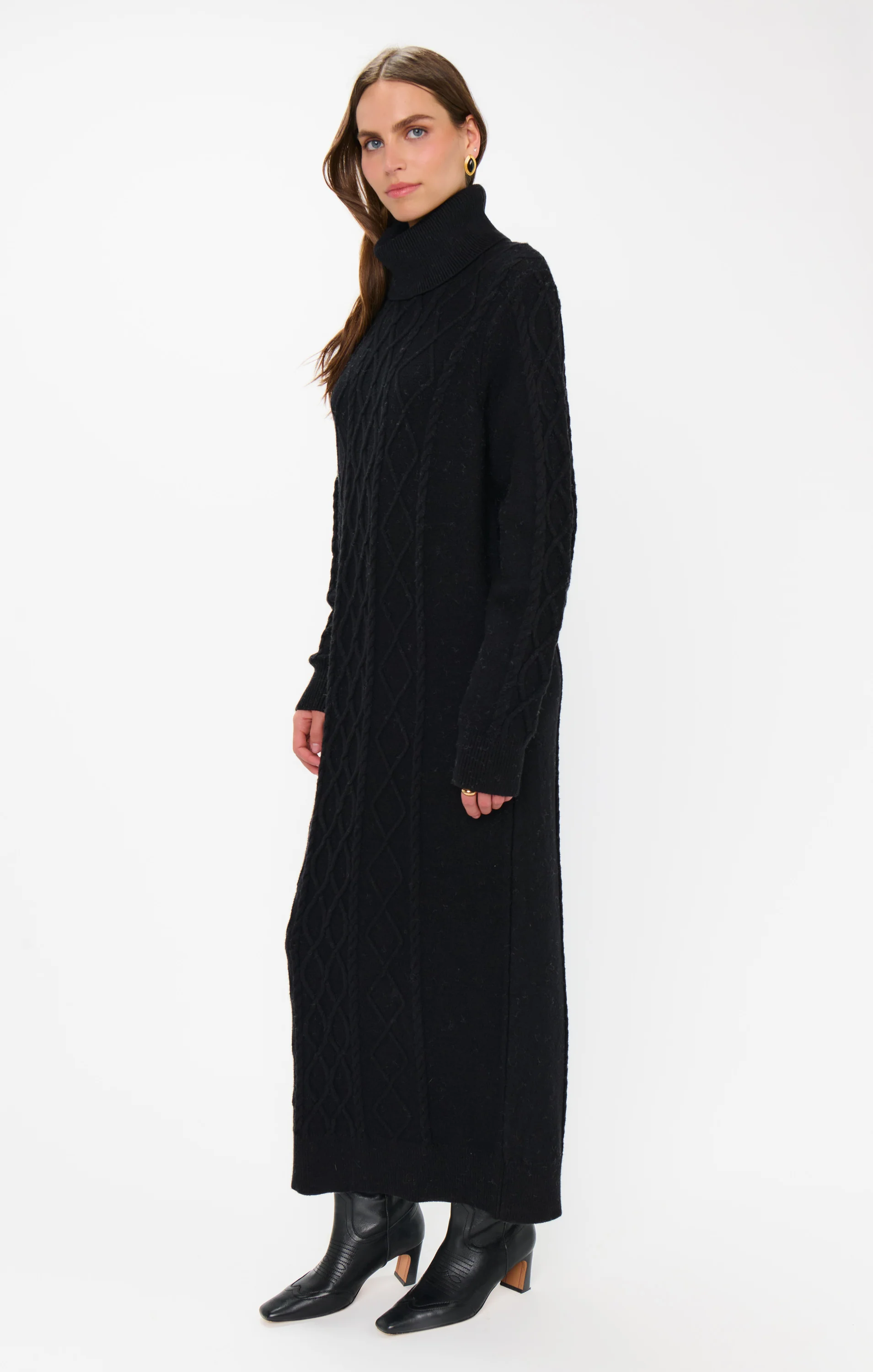 Montreal Midi Dress ~ Black Cable Knit