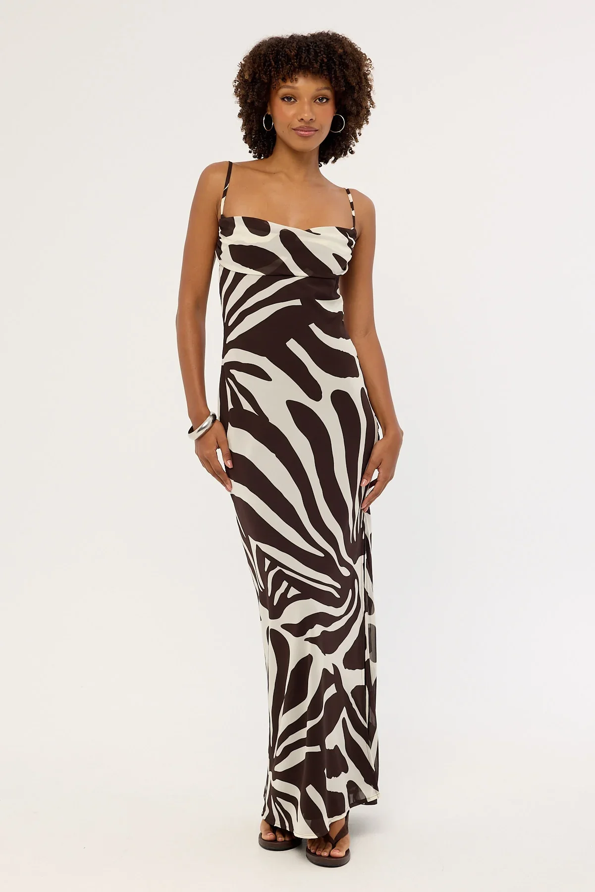 Perfect Stranger Drift Chiffon Maxi Dress Brown Print