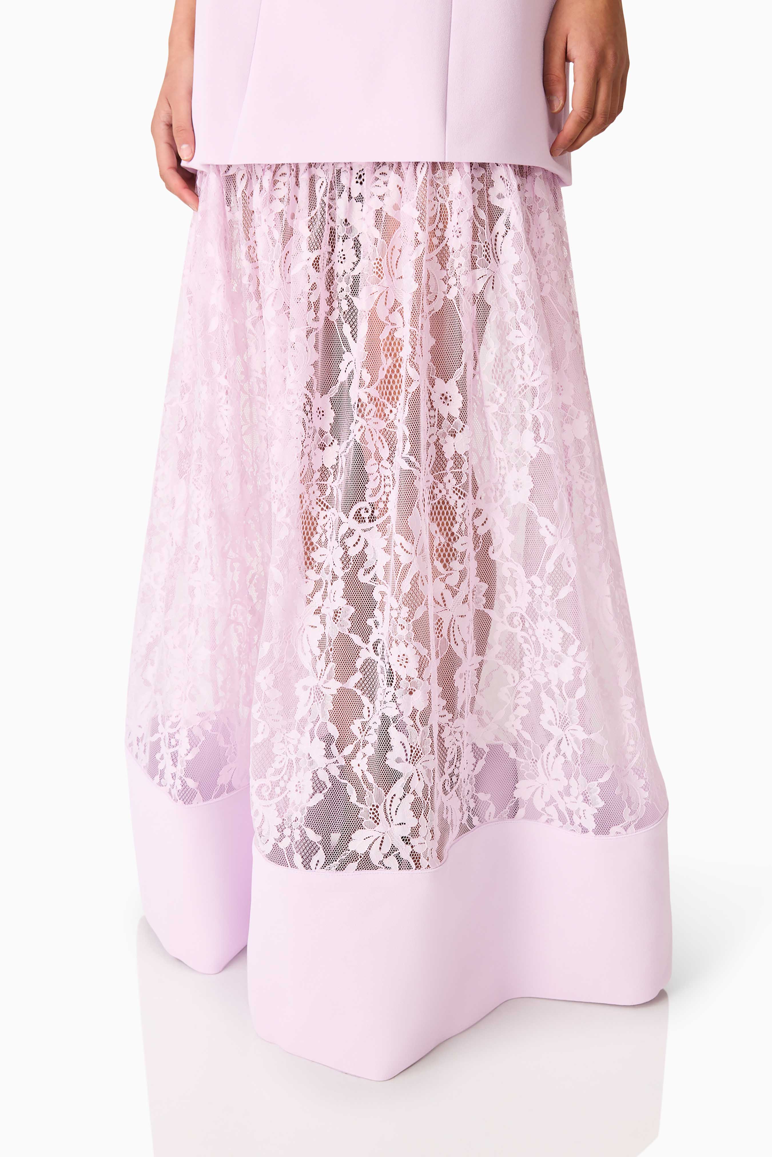 Saphine Strapless Lace Gown in Pink