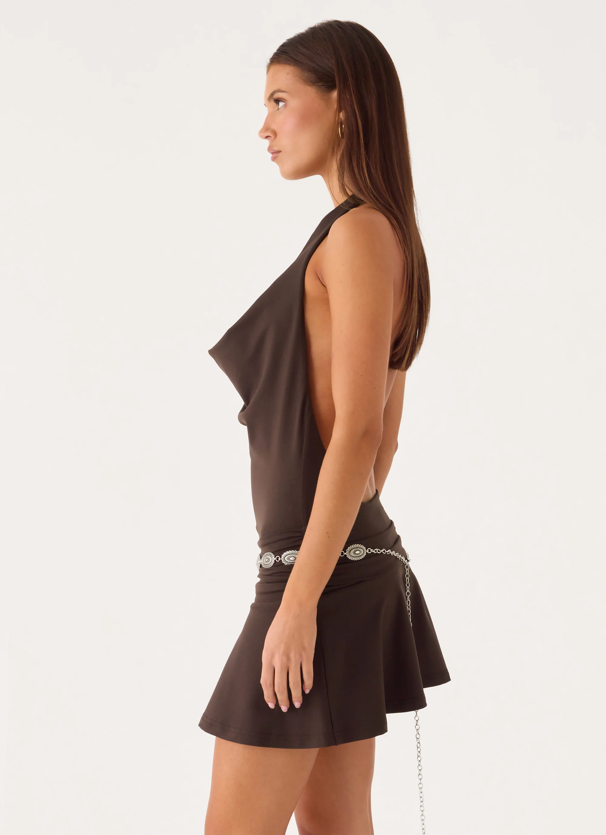 Rude Love Belt Mini Dress - Chocolate