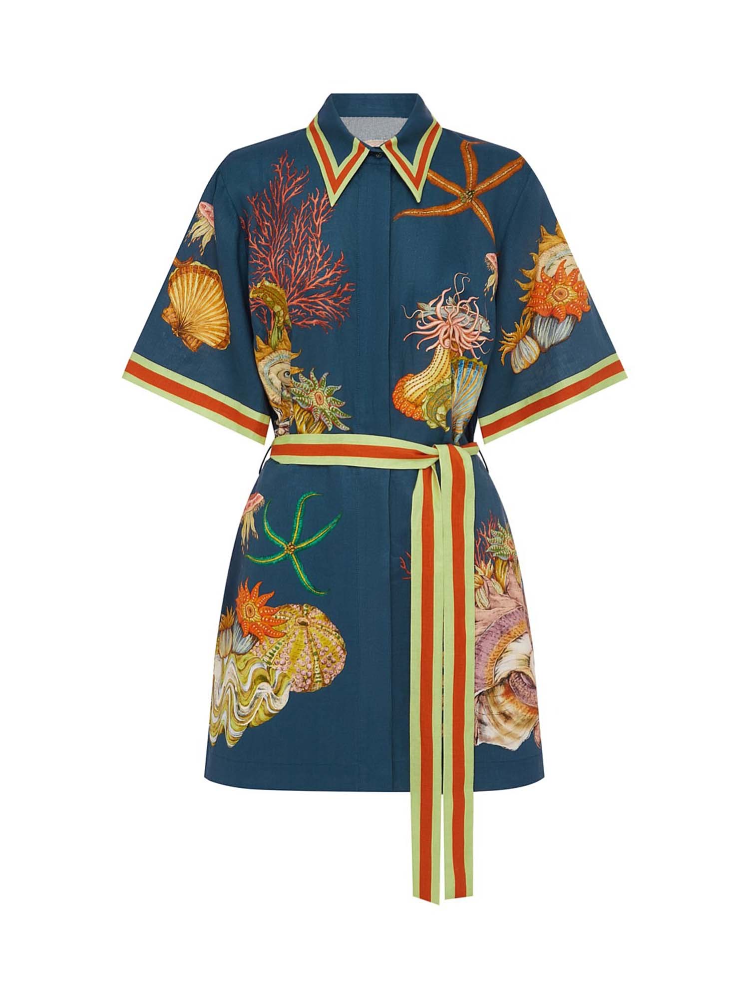 Tropical Tiger Belted Mini Shirt Dress