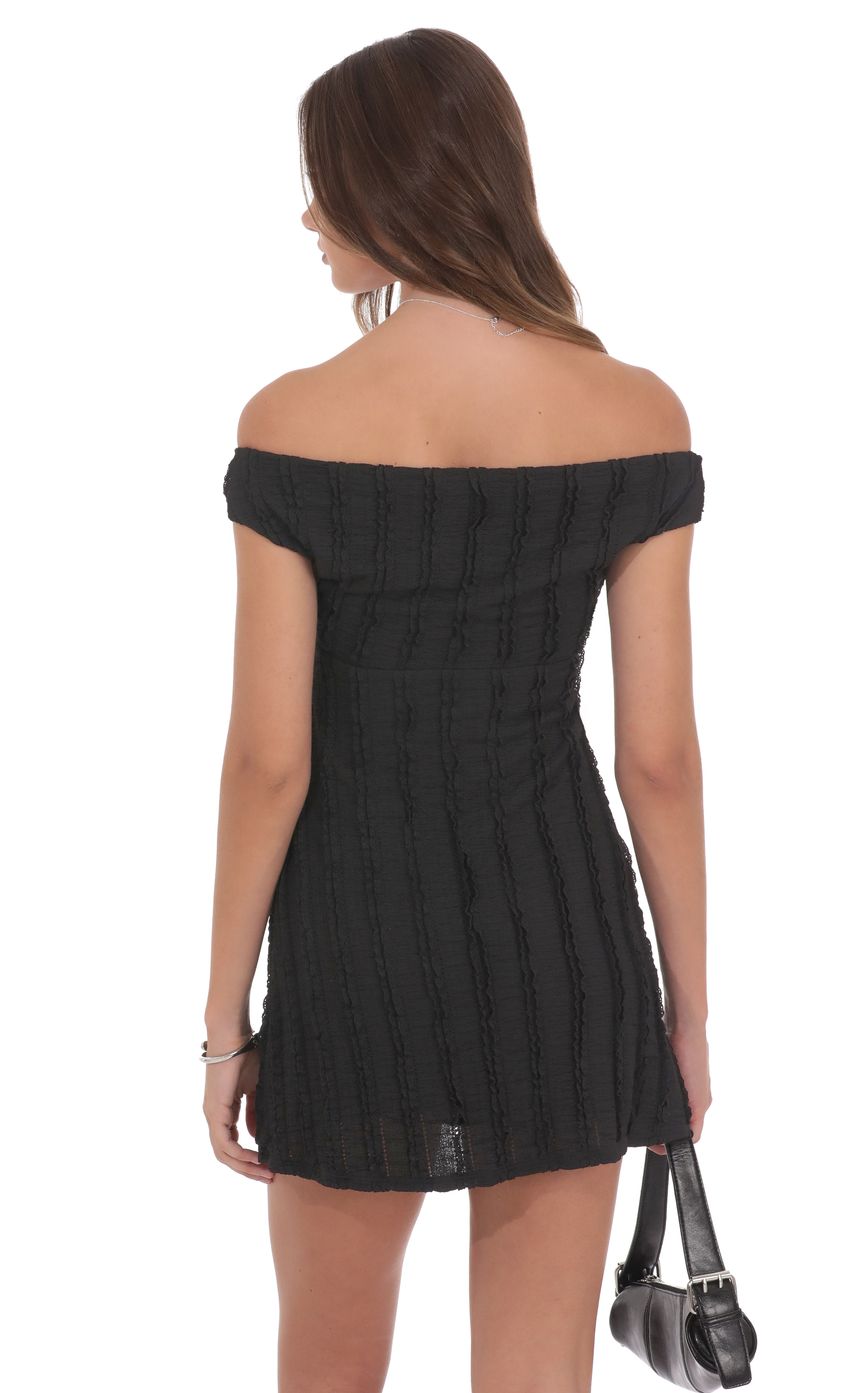 Off Shoulder Lace Dress in Black