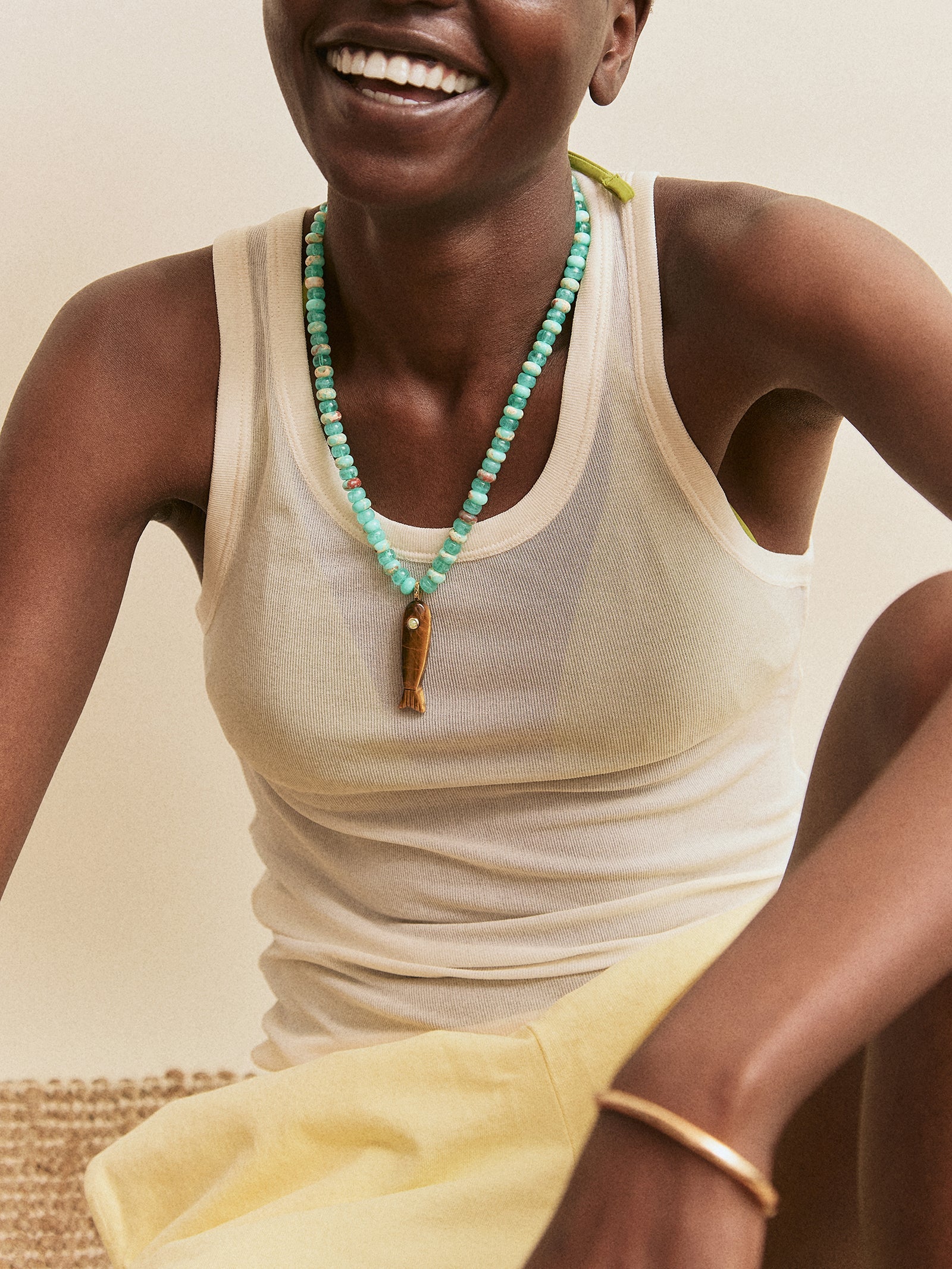 Sun Drift Semi-Precious Pendant Necklace - Fish