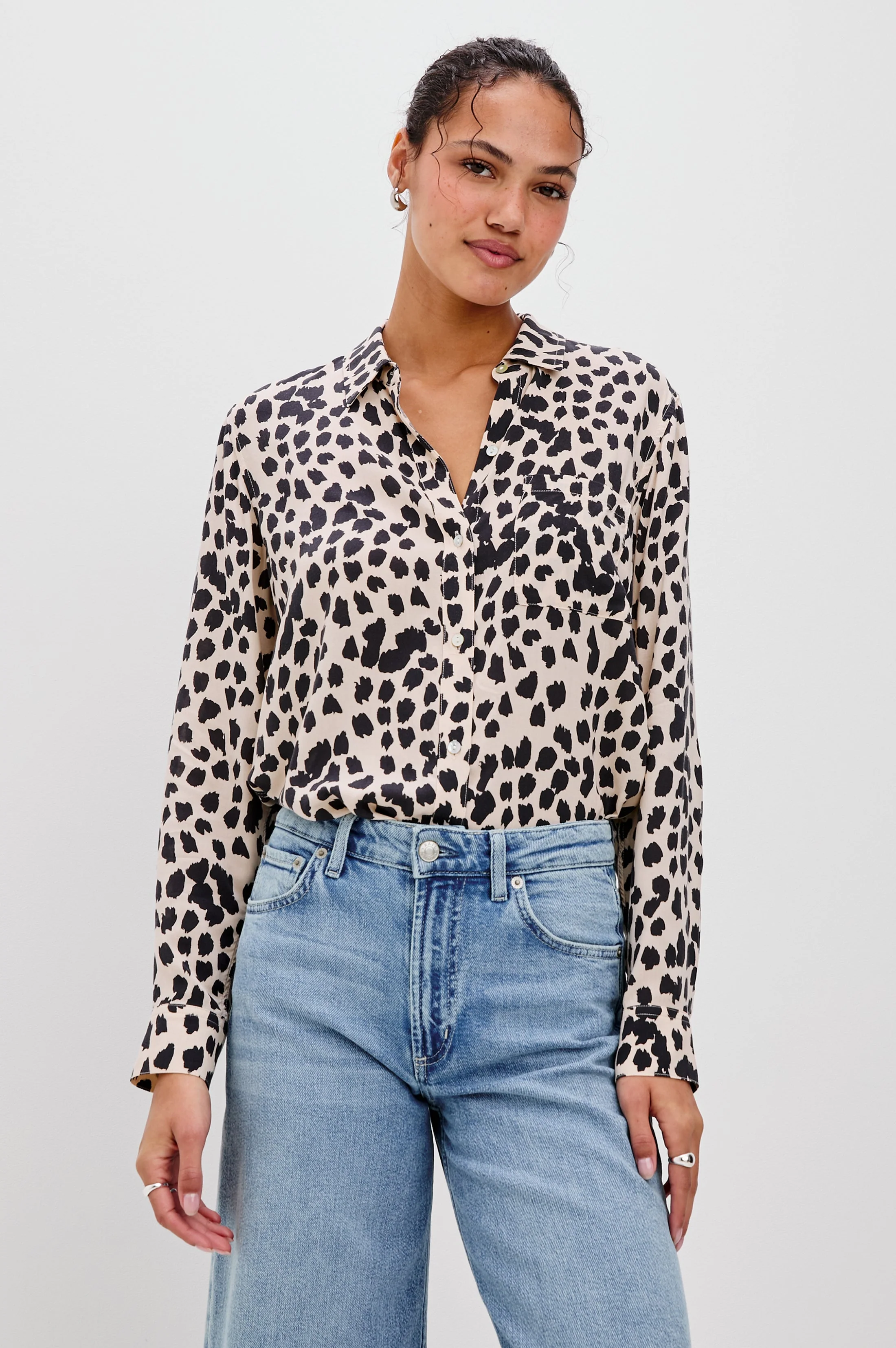 Josephine Shirt - Taupe Spotted