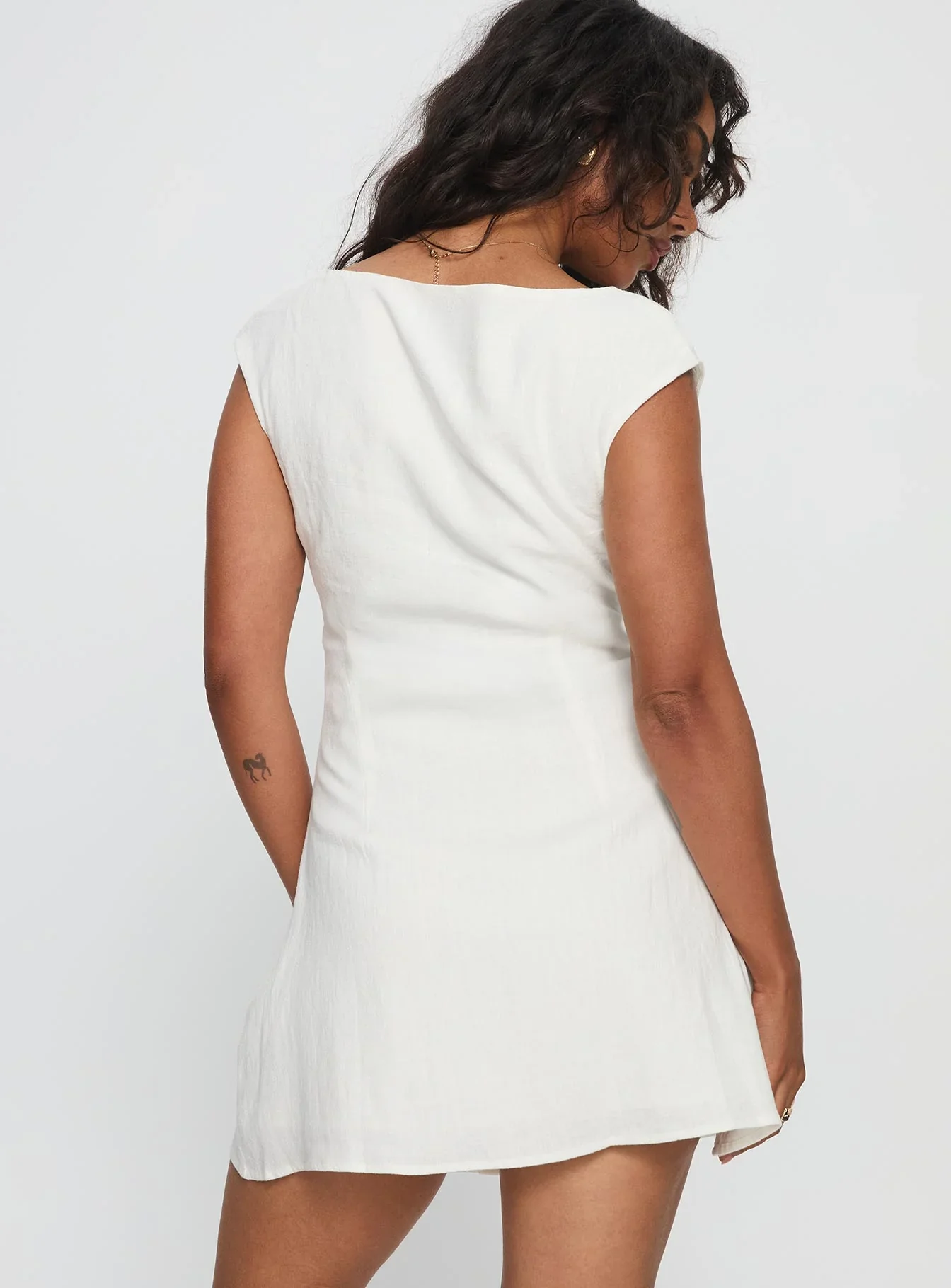 Lover Like Me Linen Mini Dress White - luluinthesky
