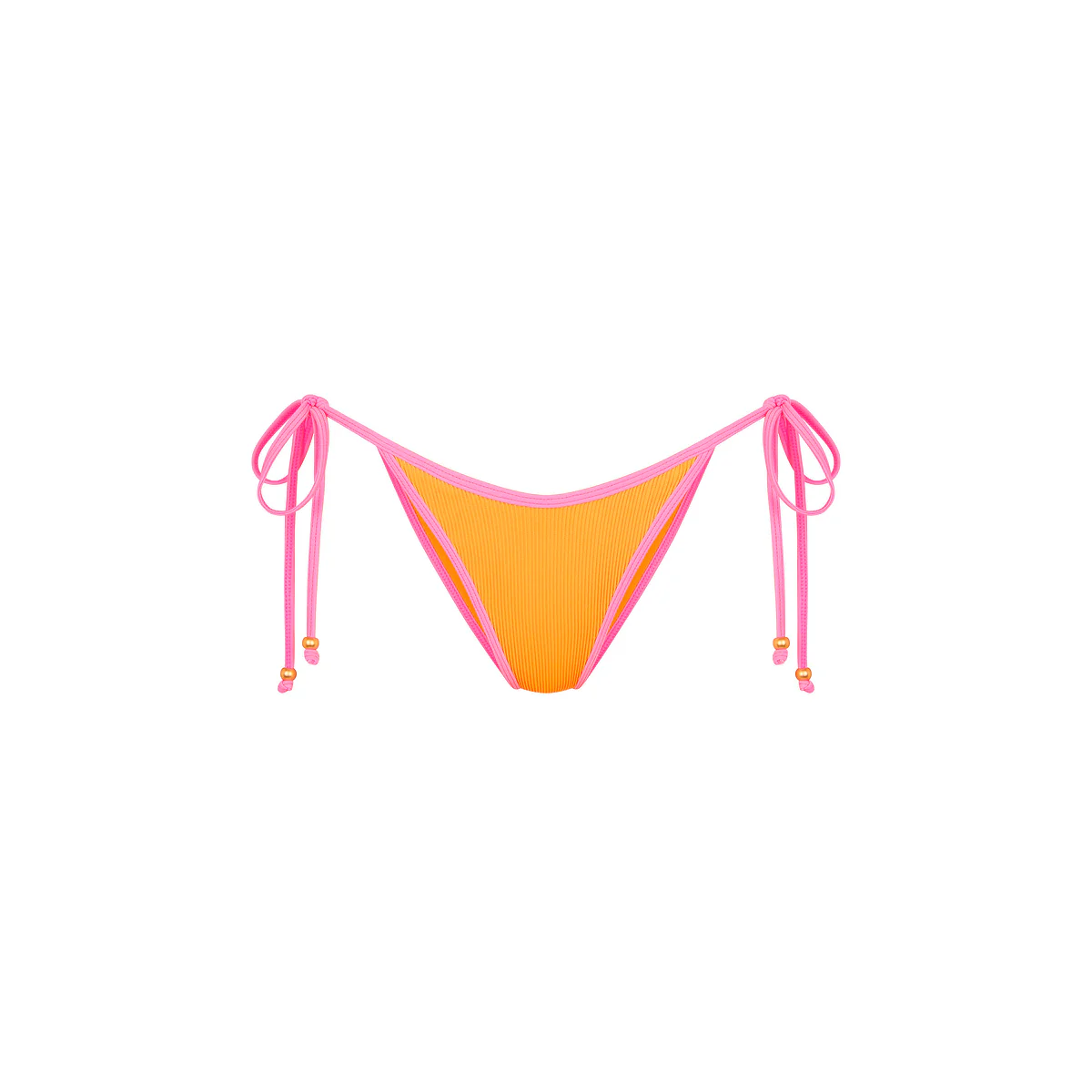 Bind Dipped Cheeky Tie Bikini Bottom - Peach Pop