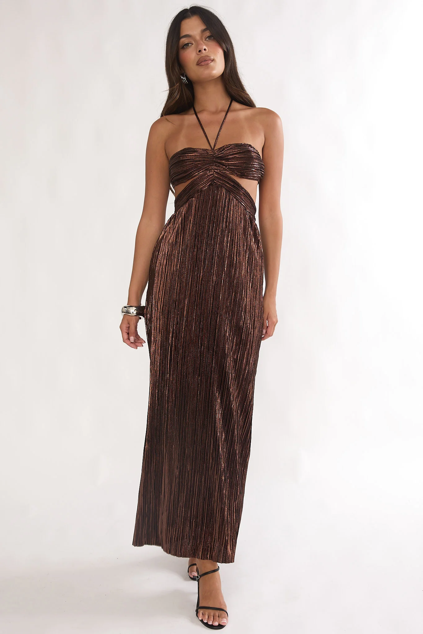 Isle Cut-Out Halterneck Maxi Dress Gold