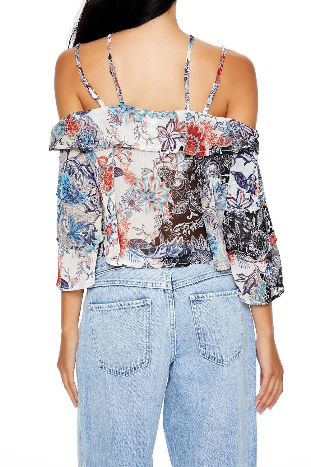 Chiffon Floral Print Crop Top
